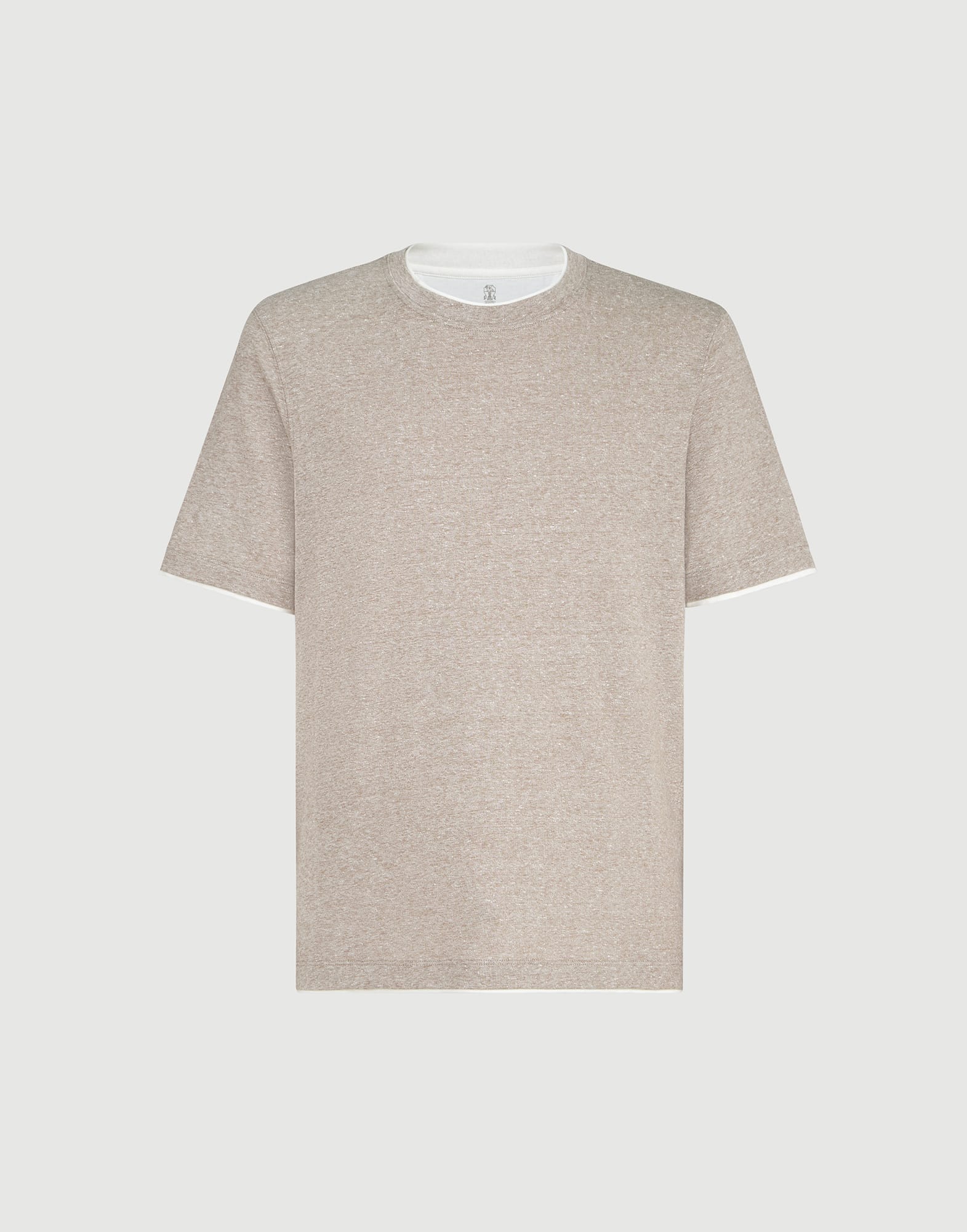 T-shirt with faux-layering for Man in Apricot | Brunello Cucinelli