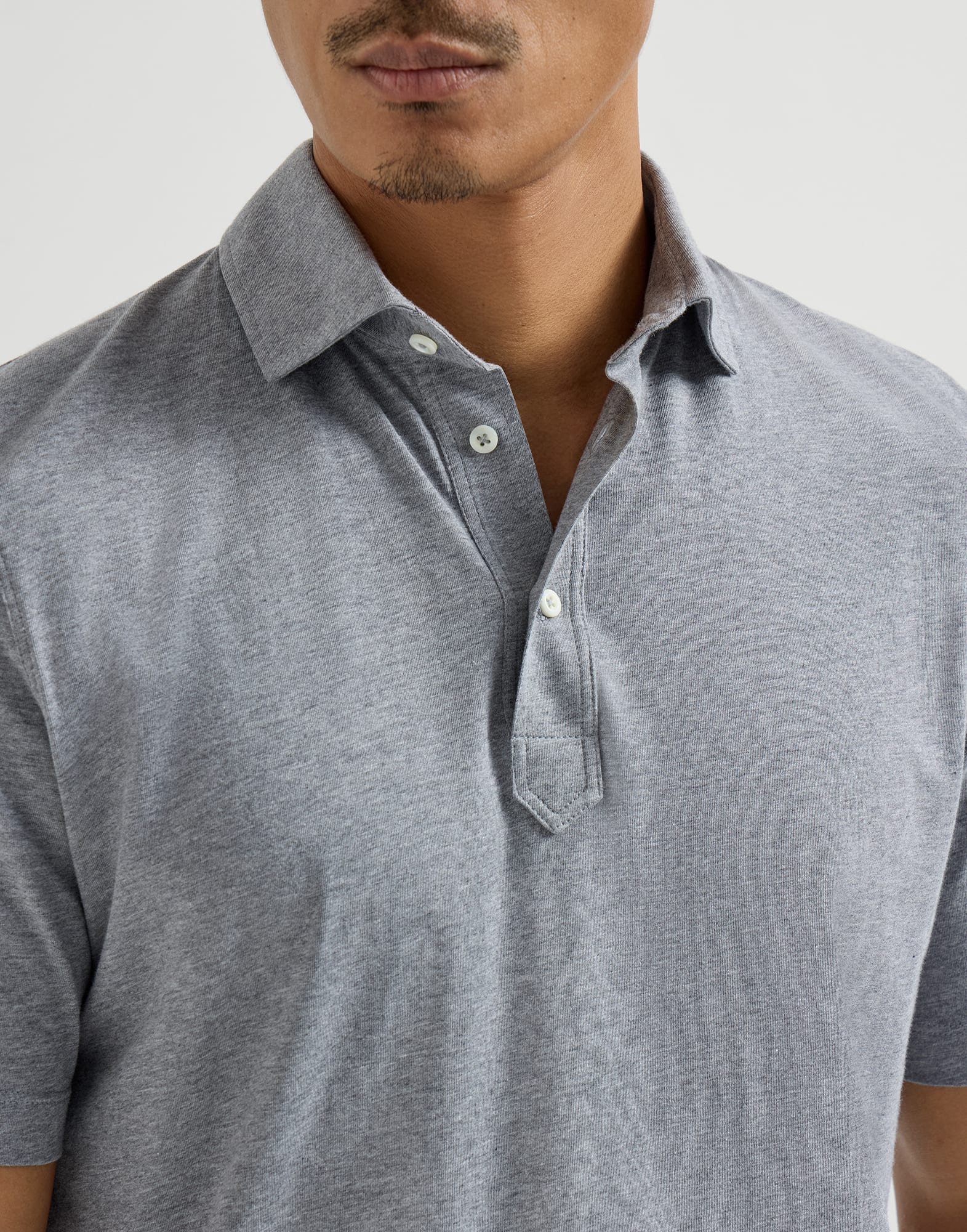 メンズ 向け ホワイト シャツカラー付き ポロシャツ | Brunello Cucinelli