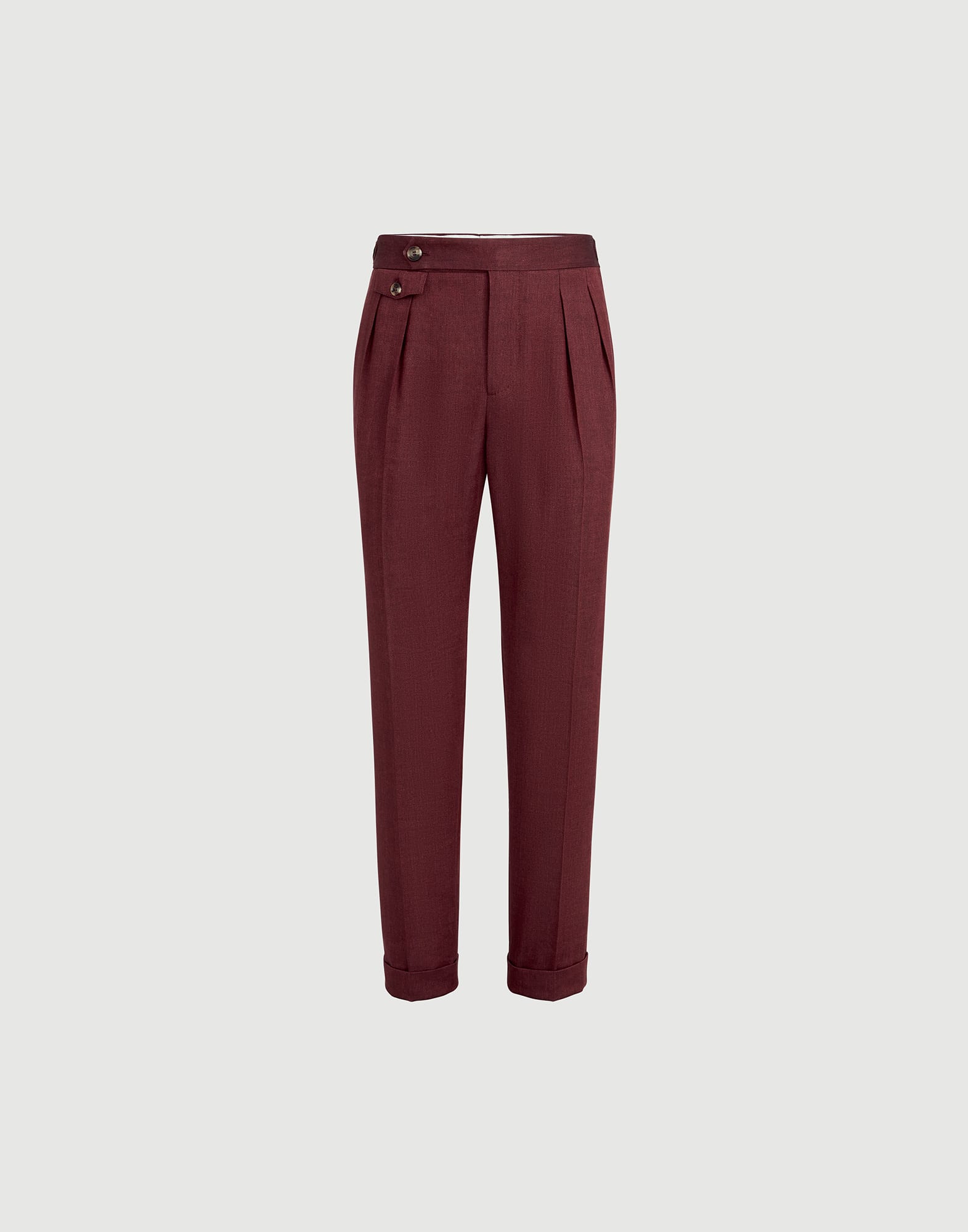 Linen and virgin wool trousers for Man in Cherry | Brunello Cucinelli