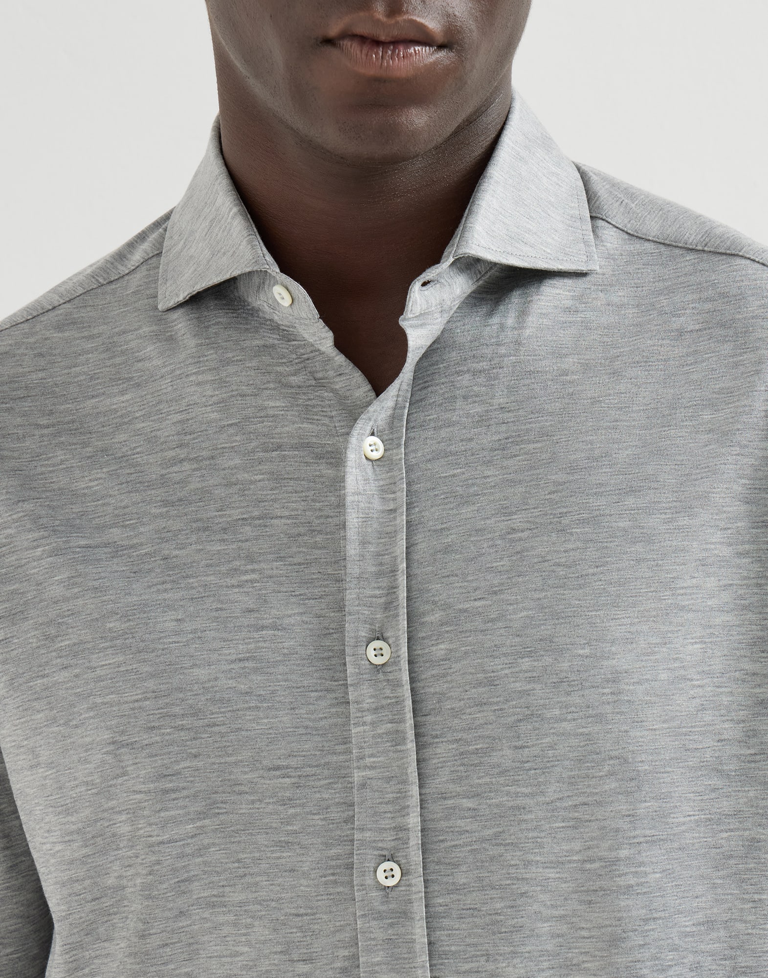 Spread collar shirt for Man in Grey | Brunello Cucinelli