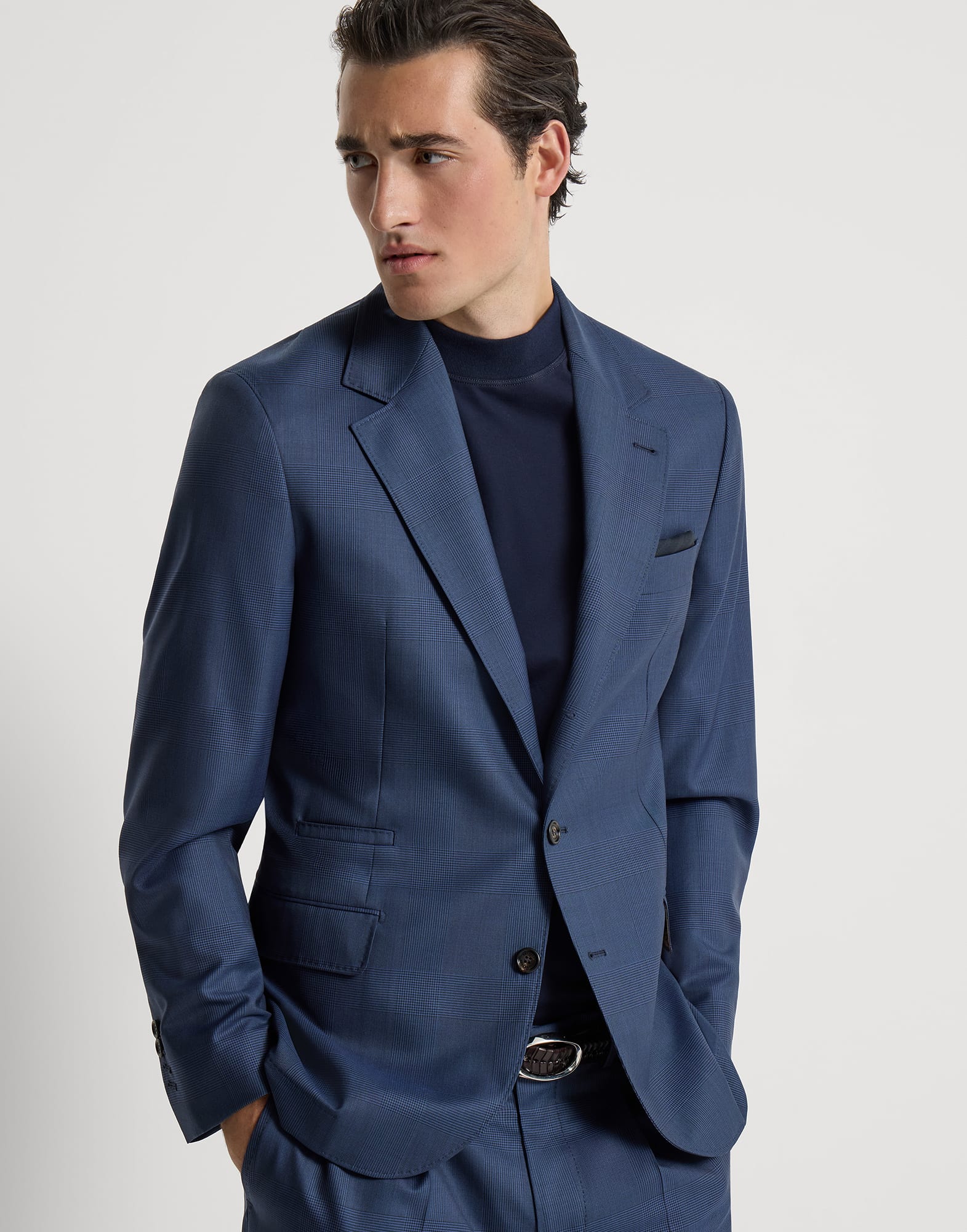 Prince of Wales blazer for Man in Grey | Brunello Cucinelli