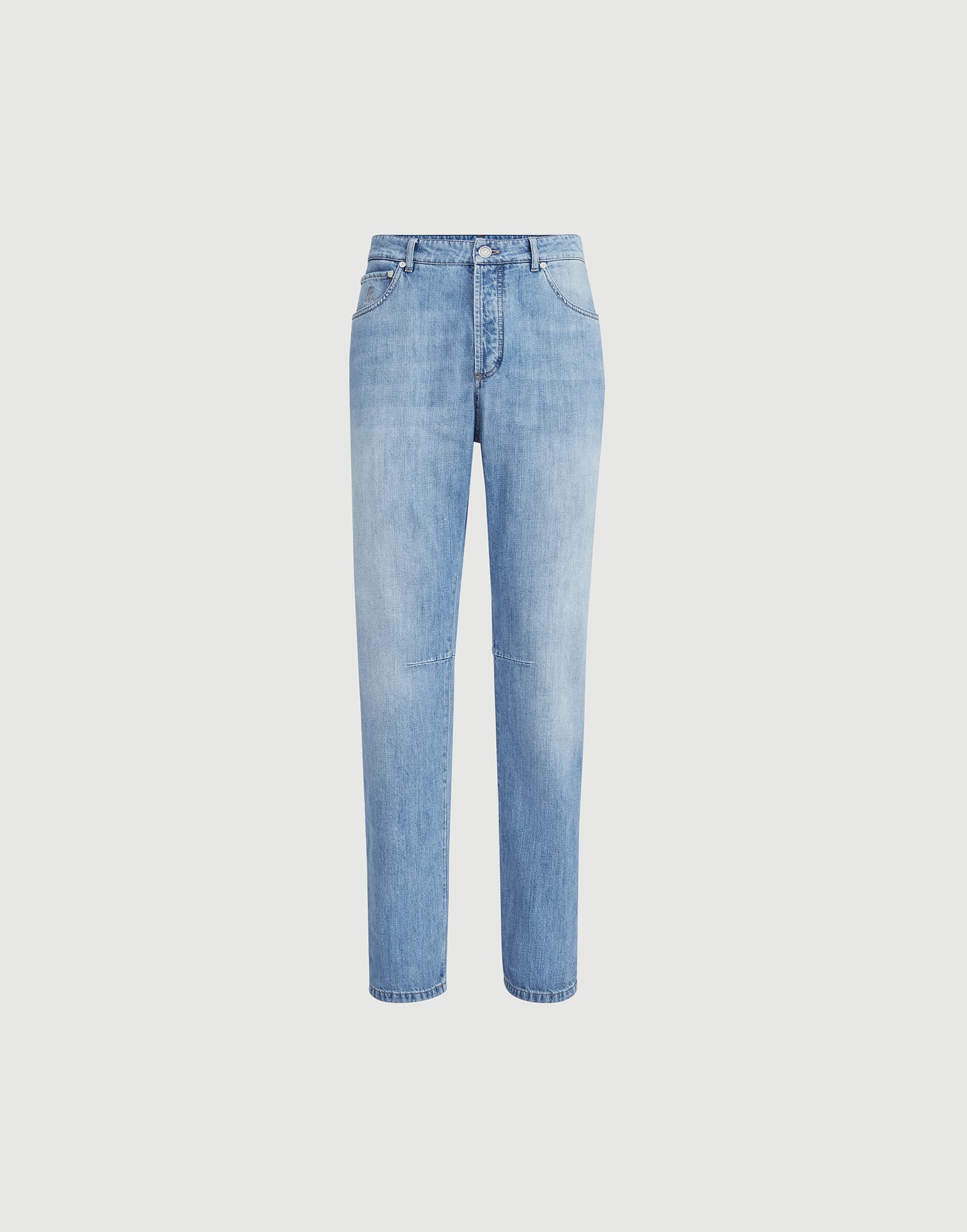 Lightweight denim five-pocket trousers for Man in Light Blue Denim
