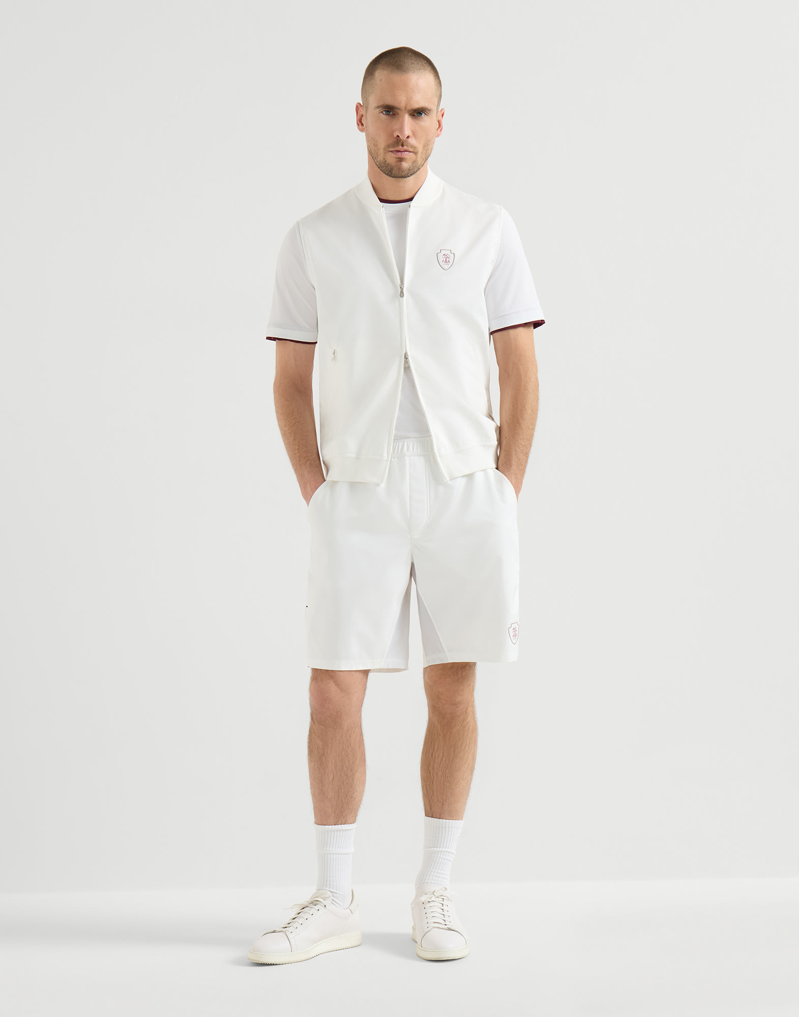ブルネロクチネリ　バミューダパンツ メンズ 向け ホワイト ナイロン バミューダパンツ | Brunello Cucinelli