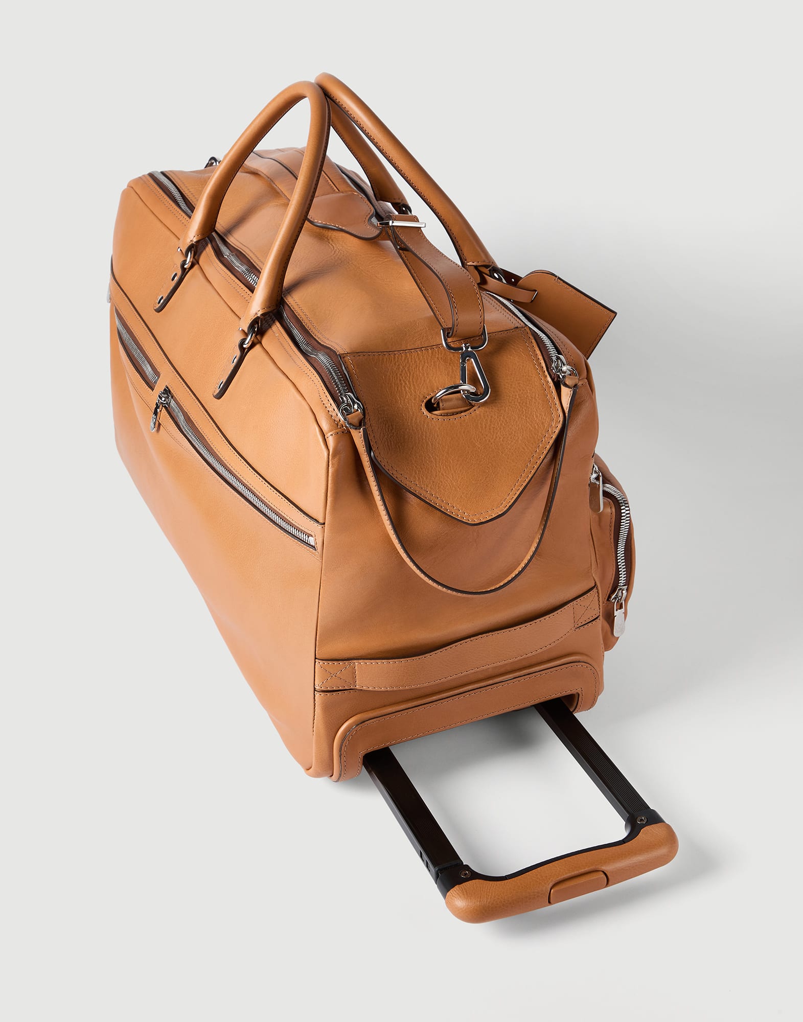 Cowhide trolley bag for Man in Cognac | Brunello Cucinelli