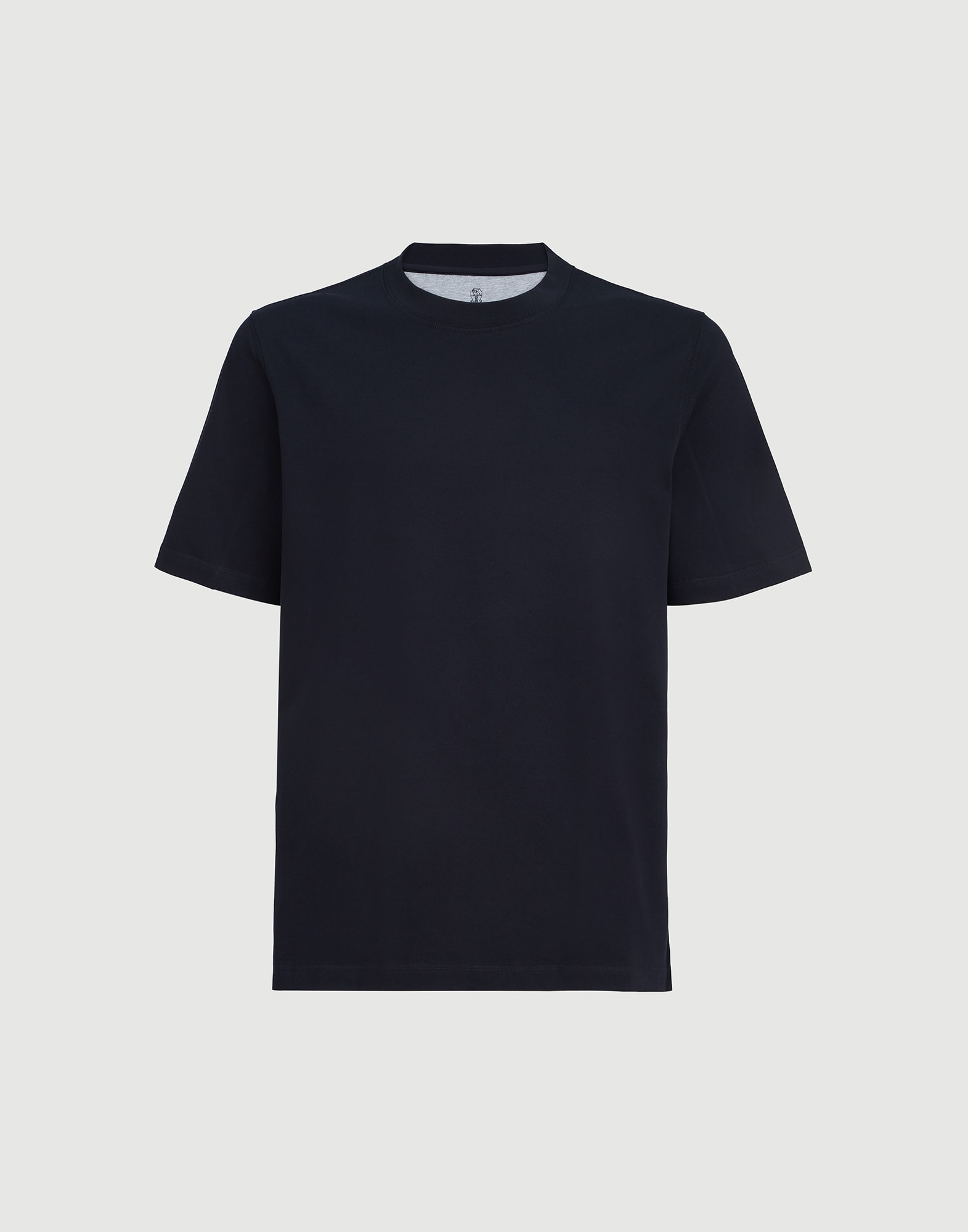 Cotton jersey crew neck T-shirt for Man in Black | Brunello Cucinelli
