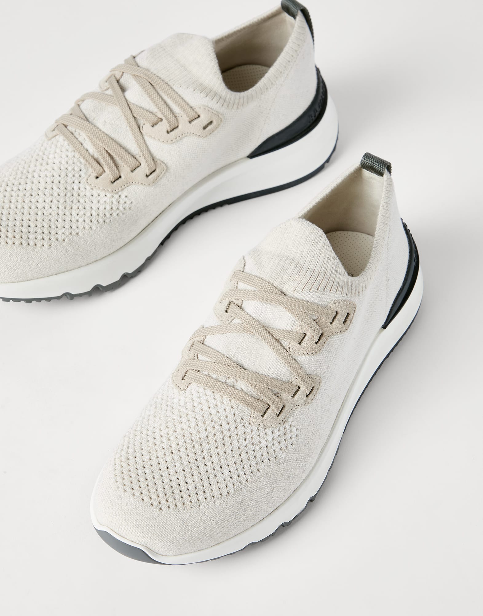 Cotton chiné knit runners for Man in Grey | Brunello Cucinelli