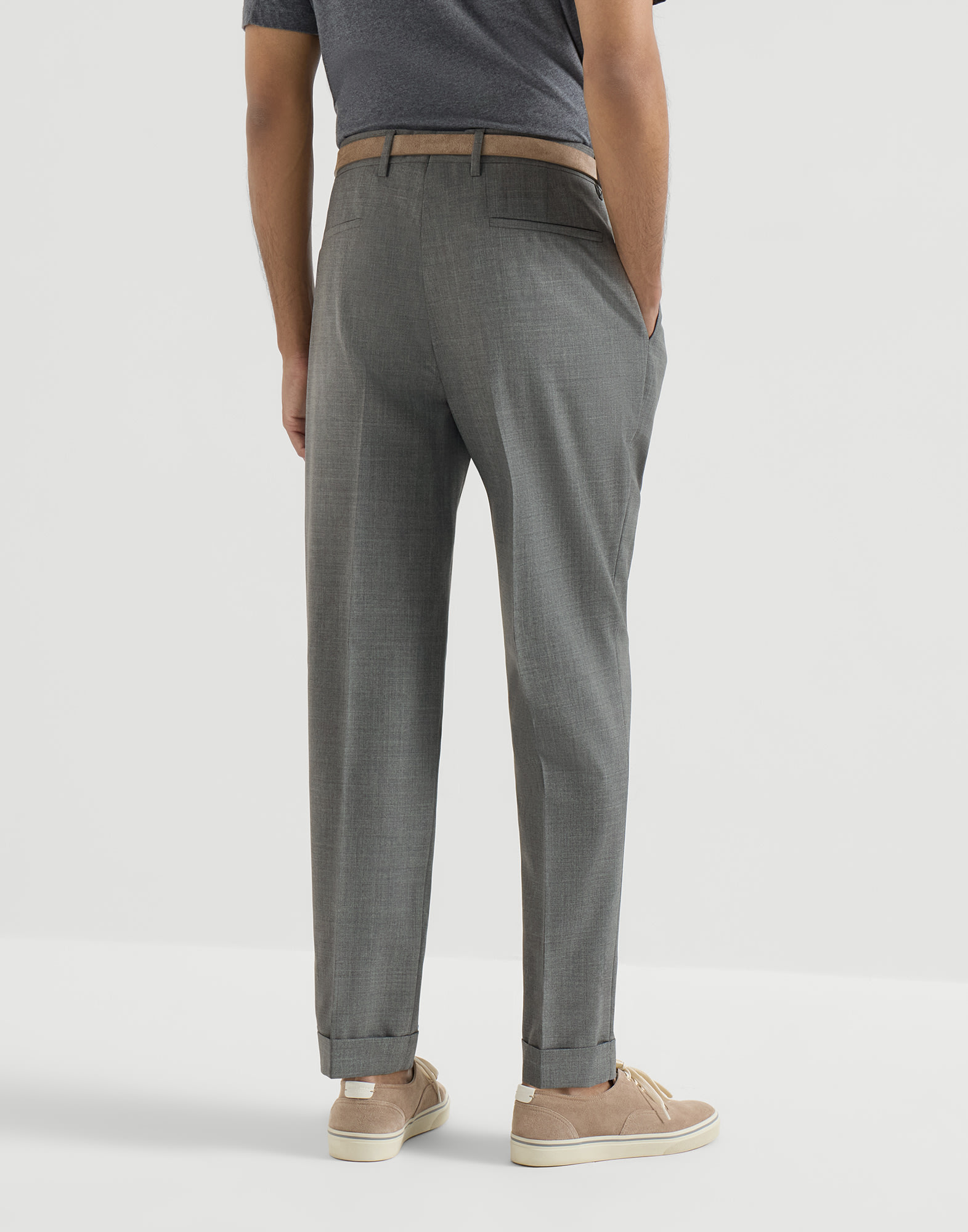 Virgin wool trousers for Man in Brown | Brunello Cucinelli