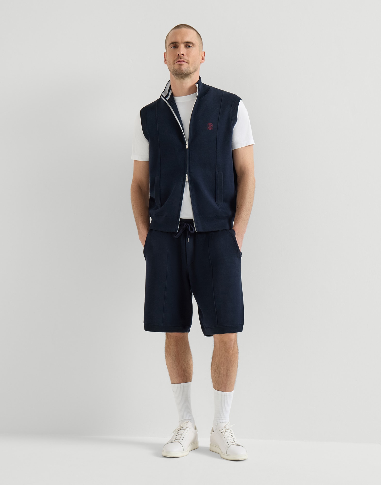 メンズ 向け コブルストーン ダブルニット ベスト | Brunello Cucinelli