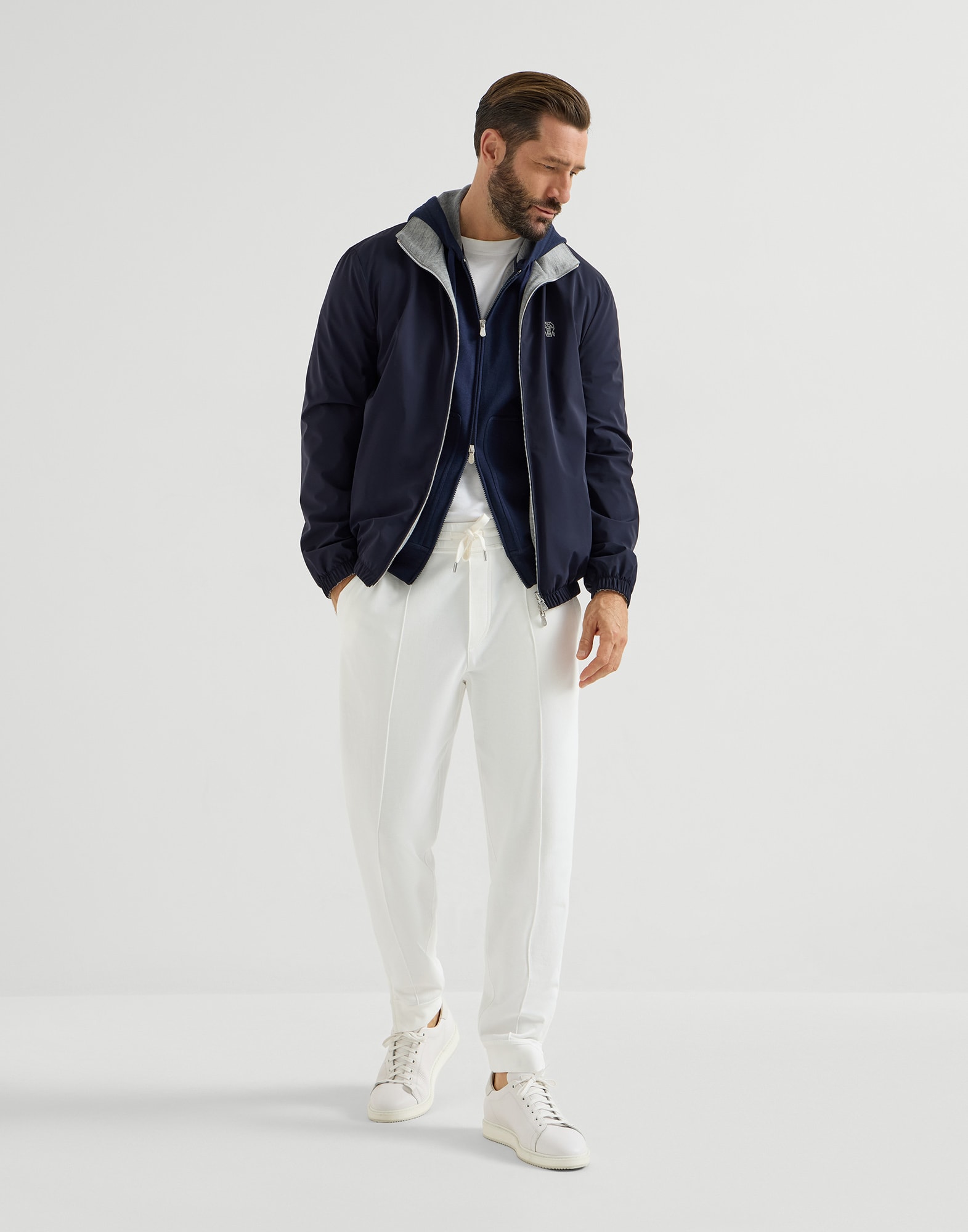 BRUNELLO CUCINELLI シルク グレー パーカー | ヤマダウェブコム
