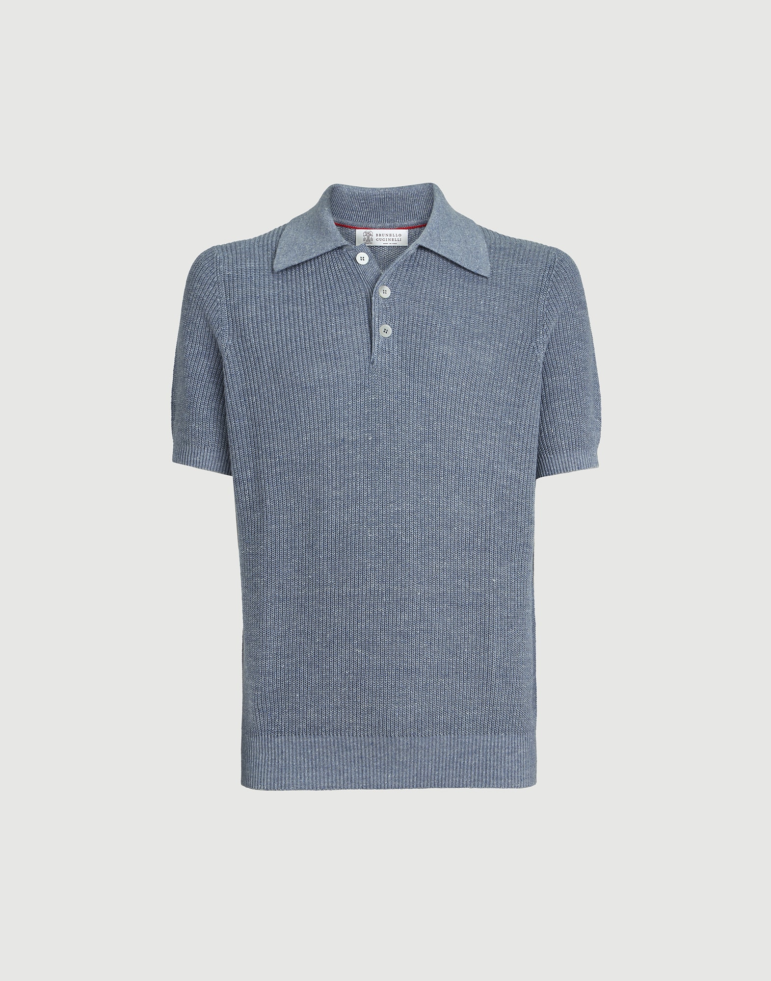 Half English rib knit polo for Man in Yuta | Brunello Cucinelli