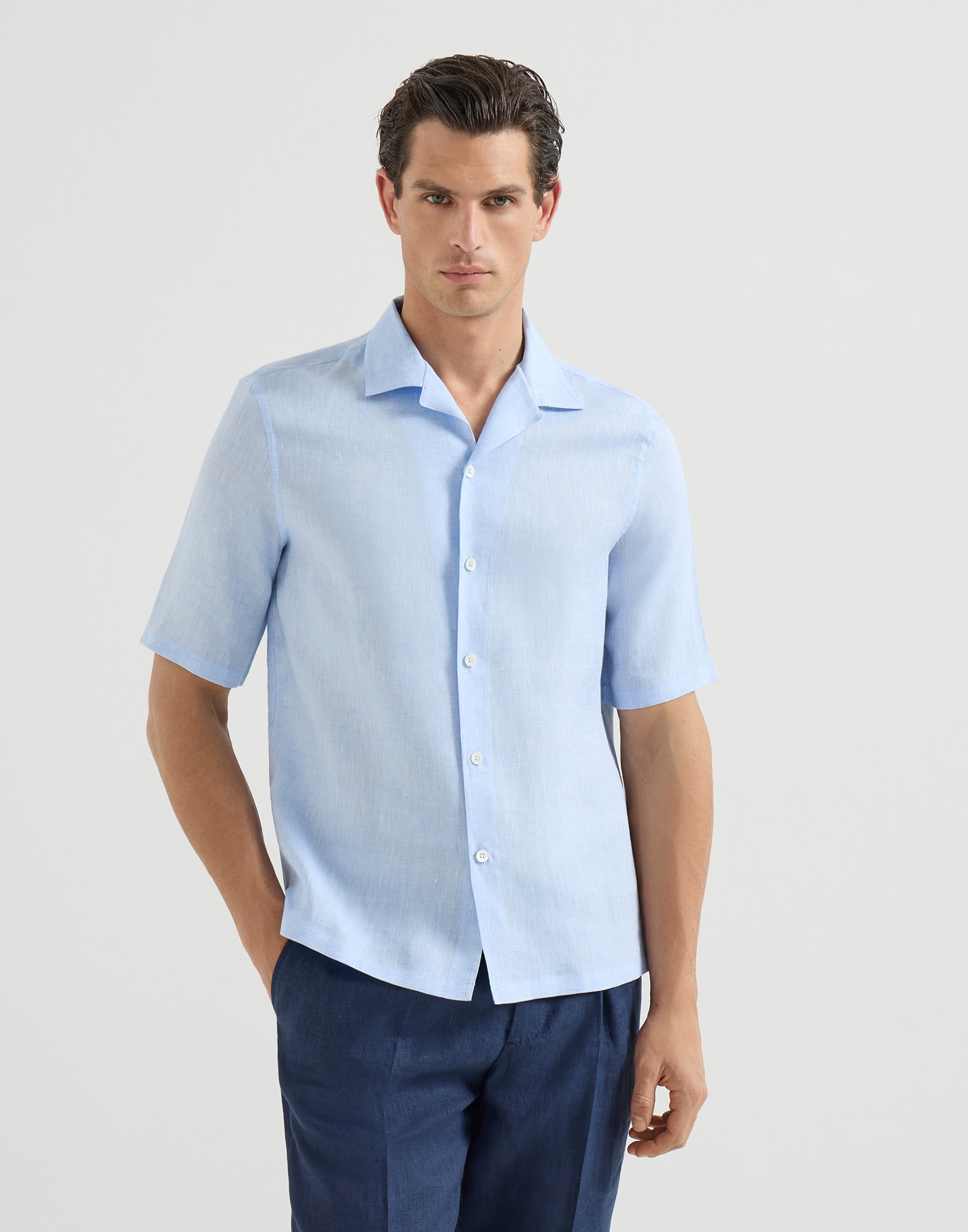 Short sleeve shirt for Man in White | Brunello Cucinelli