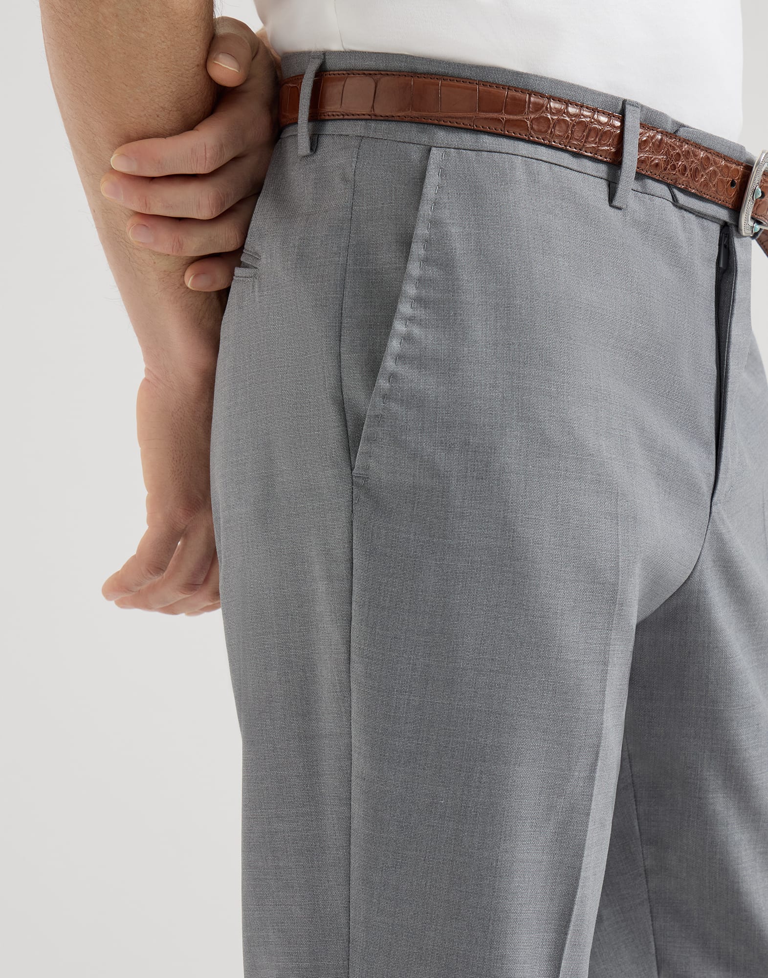 メンズ 向け グレー レジャーフィット トラウザーズ | Brunello Cucinelli