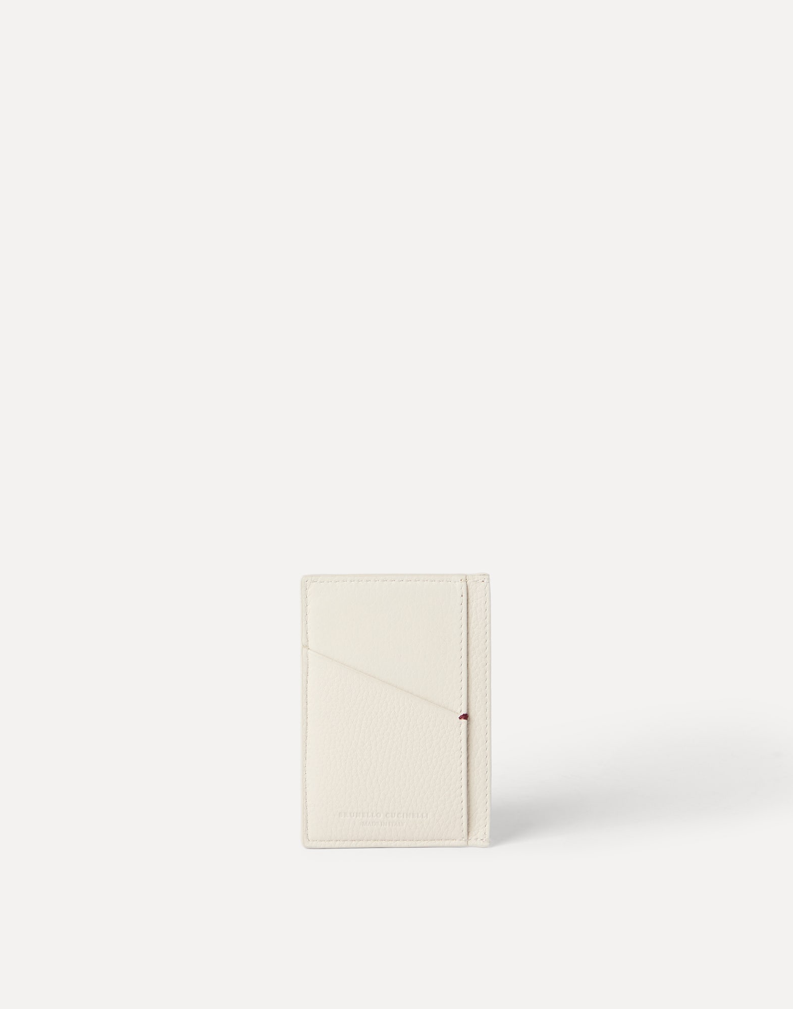 Calfskin card case for Man in Chalk | Brunello Cucinelli