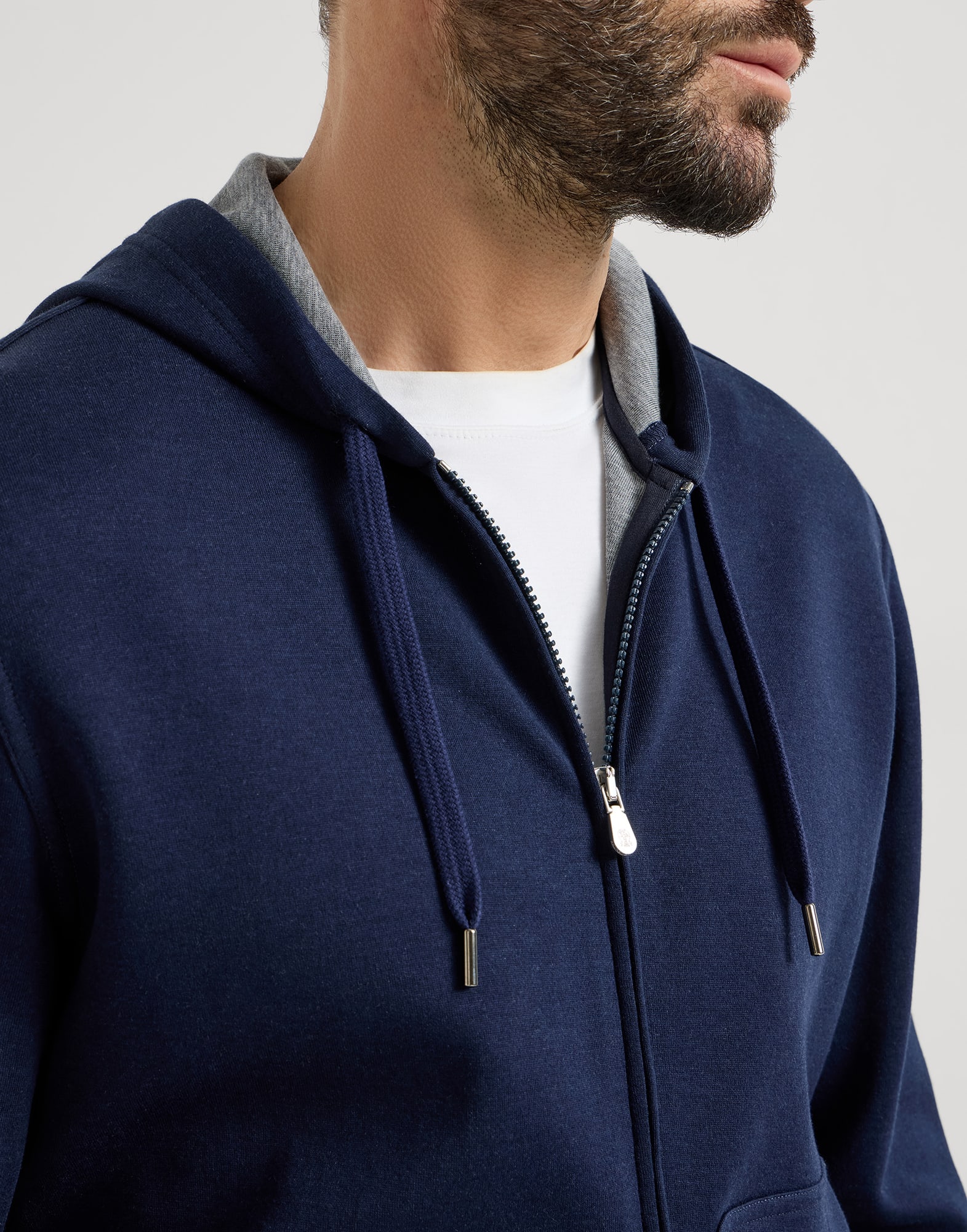 BRUNELLO CUCINELLI シルク グレー パーカー | ヤマダウェブコム
