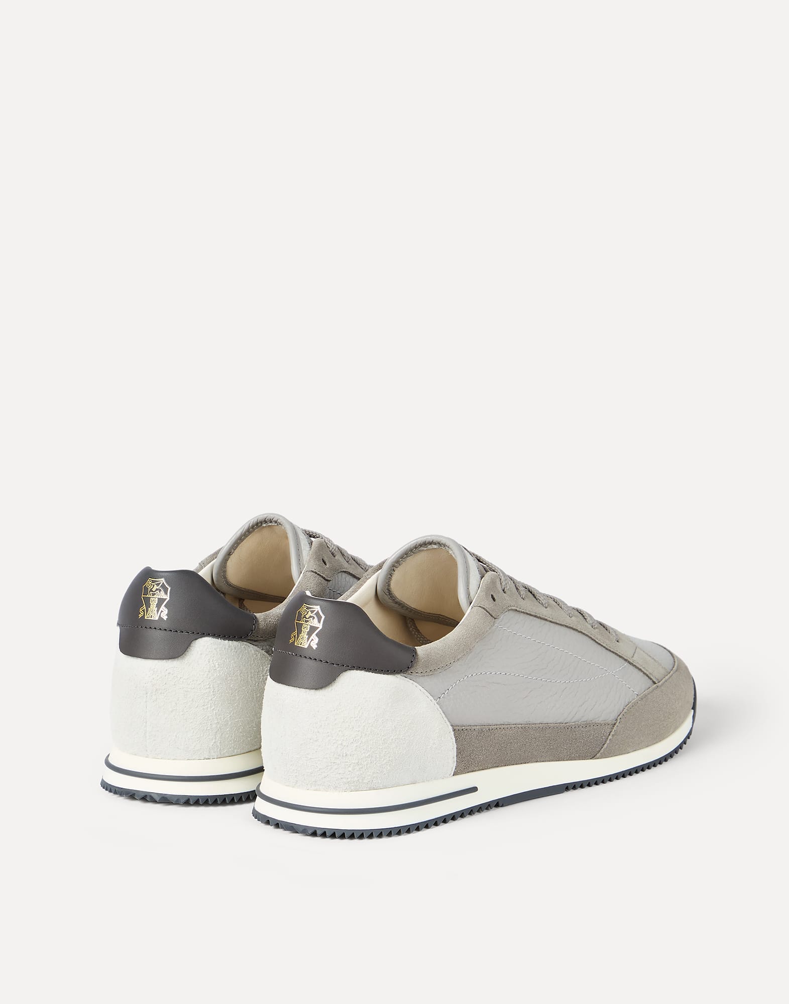 Deerskin and suede sneakers for Man in Light Grey | Brunello Cucinelli