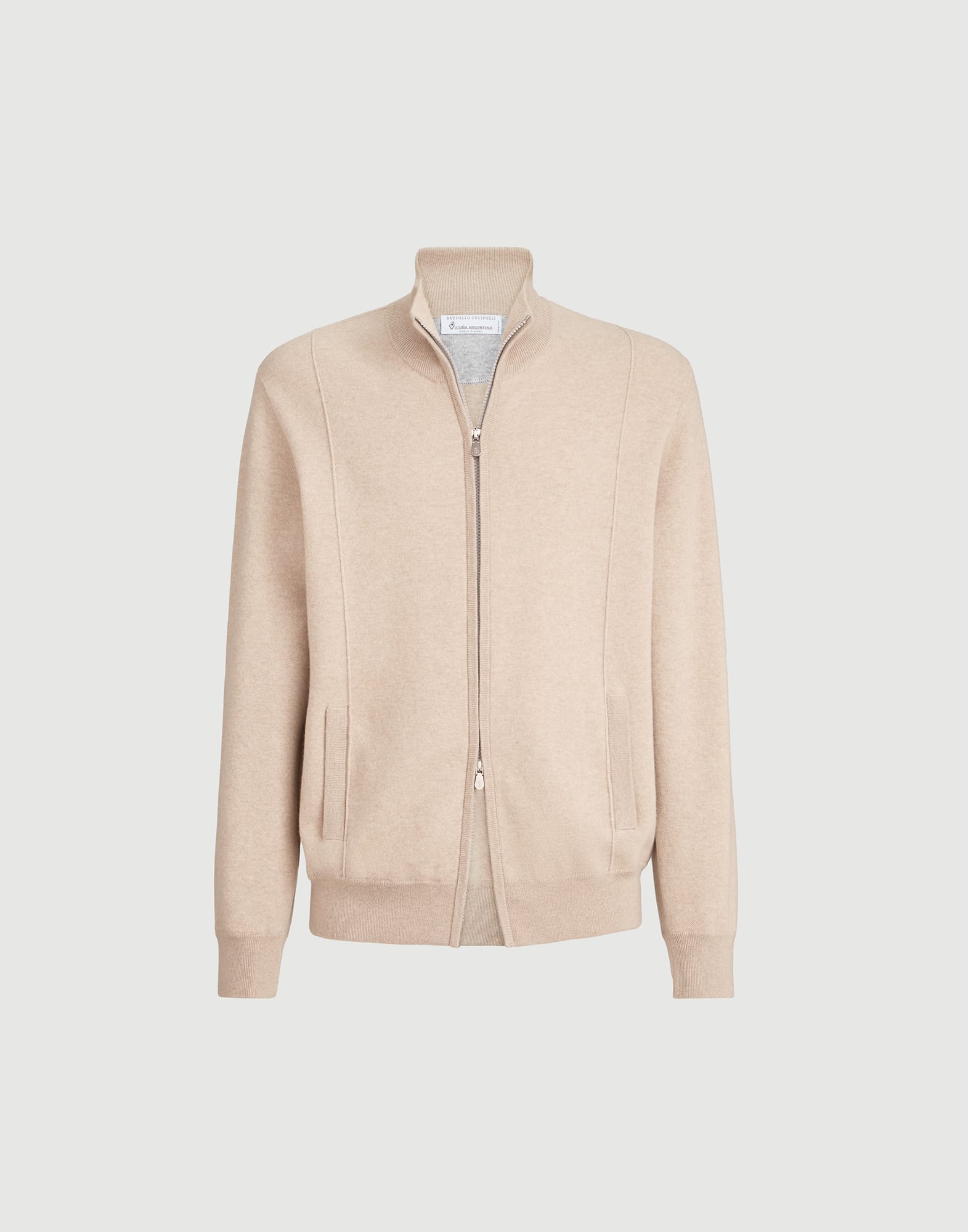 Cashmere and vicuña cardigan for Man in Sand | Brunello Cucinelli
