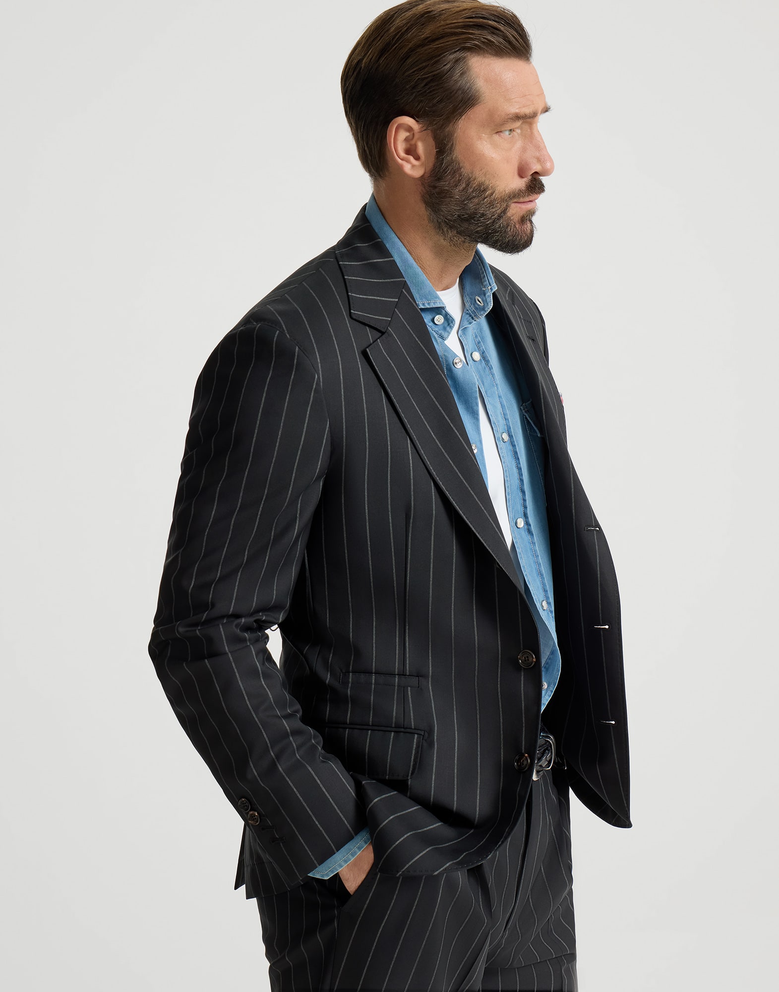 メンズ 向け グレー バージンウール ジャケット | Brunello Cucinelli