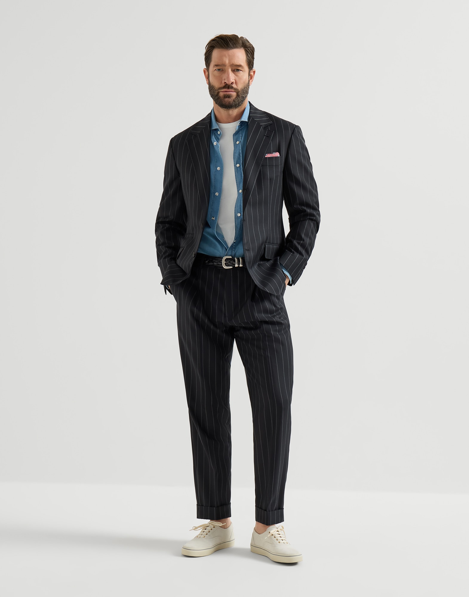 NONO様購入用【BRUNELLO CUCINELLI】ウールトラウザーズ メンズ 向け ブルー バージンウール トラウザーズ | Brunello Cucinelli