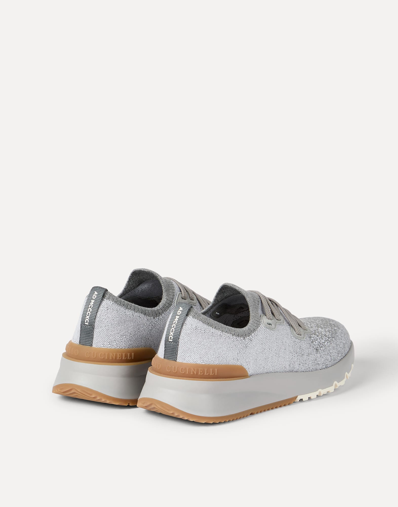Cotton chiné knit runners for Man in Grey | Brunello Cucinelli