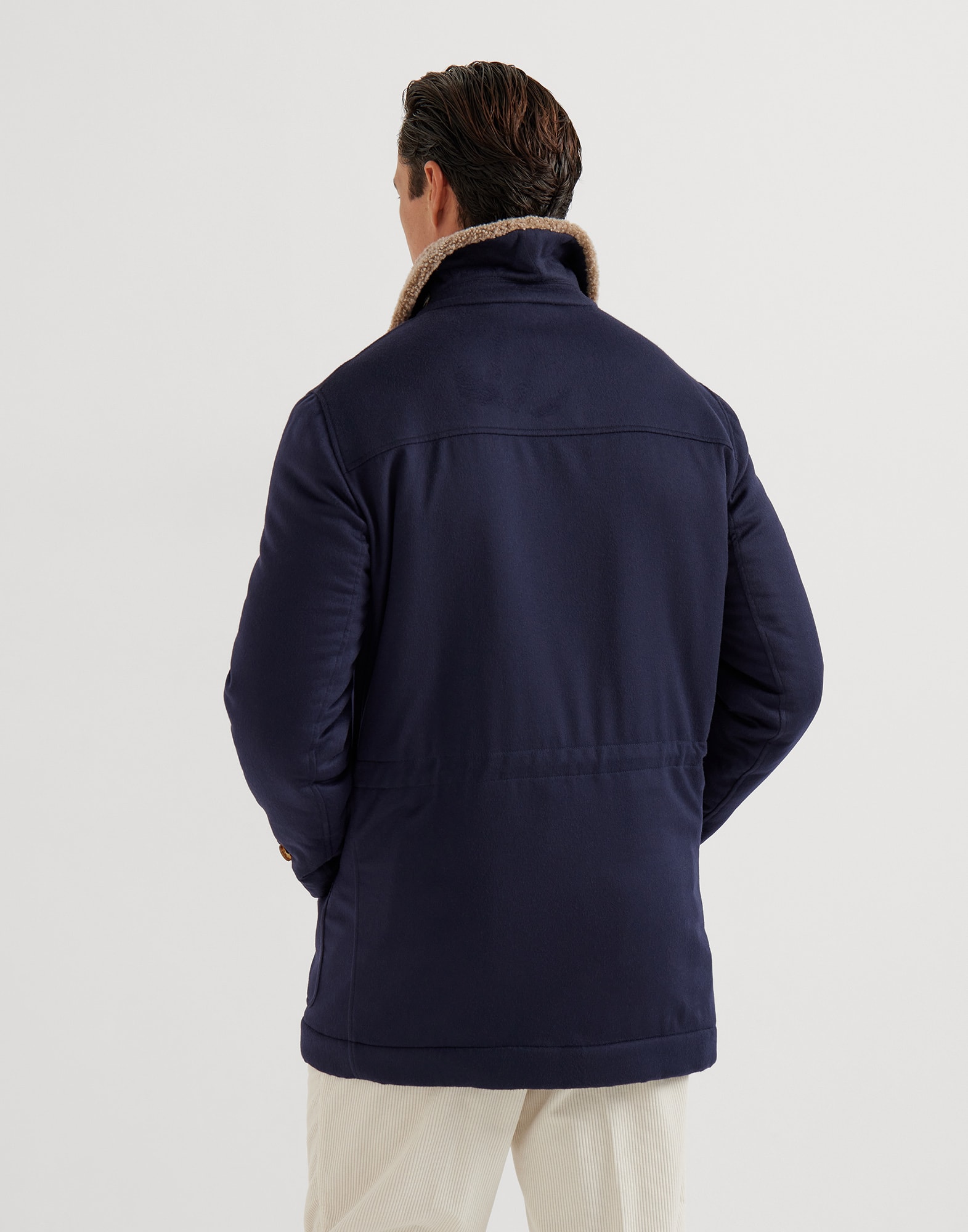 Cashmere and vicuña coat for Man in Navy Blue | Brunello Cucinelli