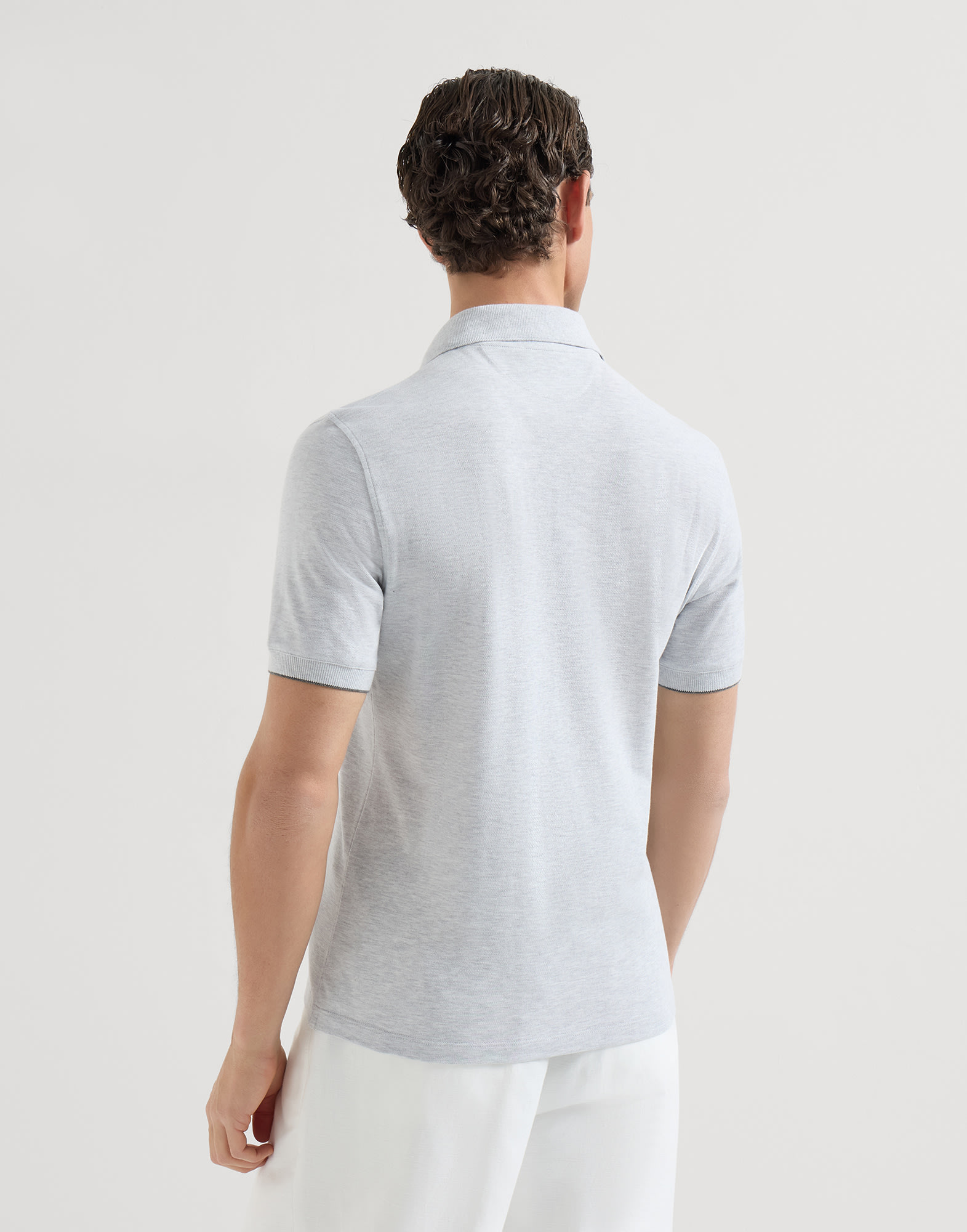 メンズ 向け ブラック ピケ ポロシャツ | Brunello Cucinelli