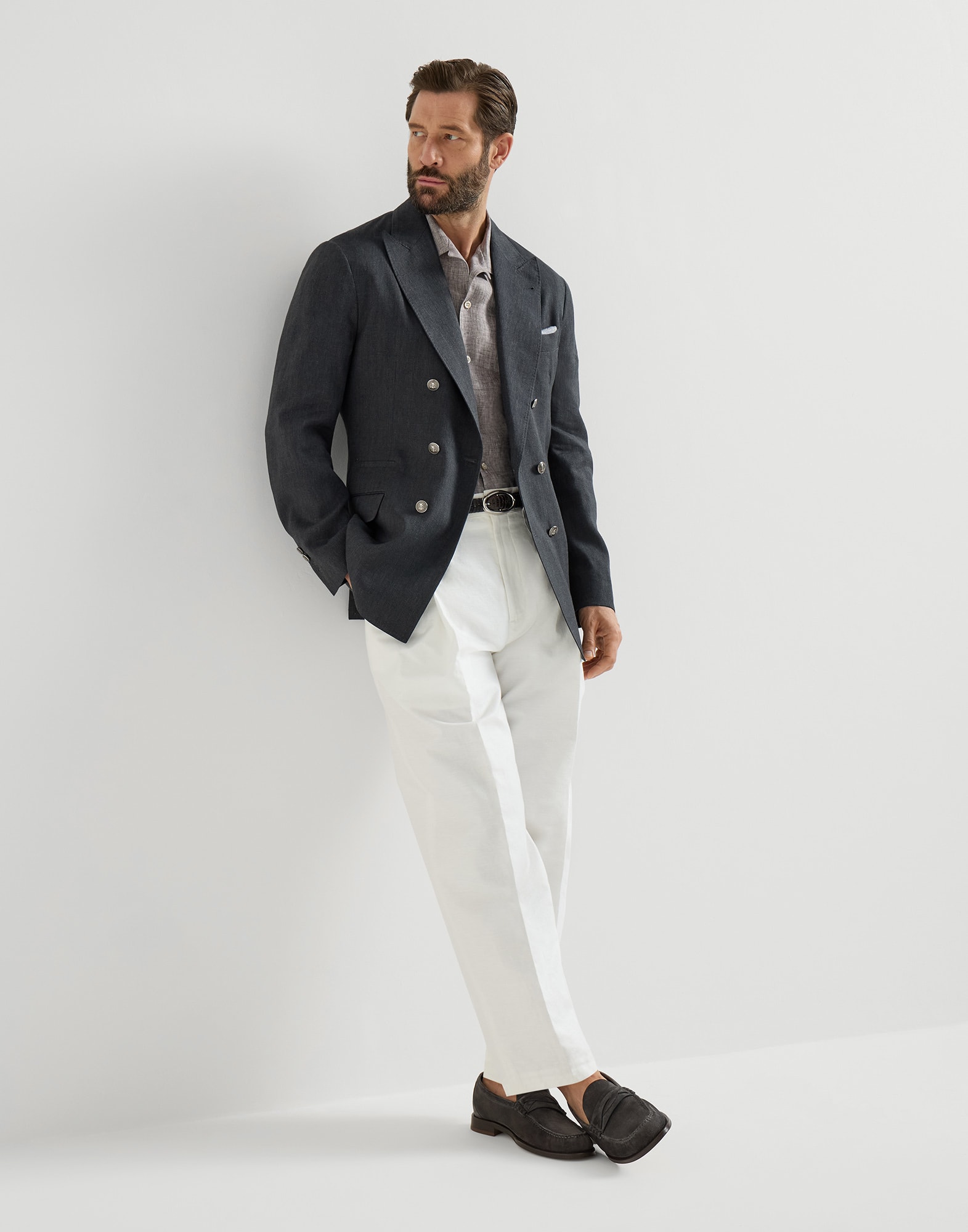 メンズ 向け ブラック スエードローファー | Brunello Cucinelli