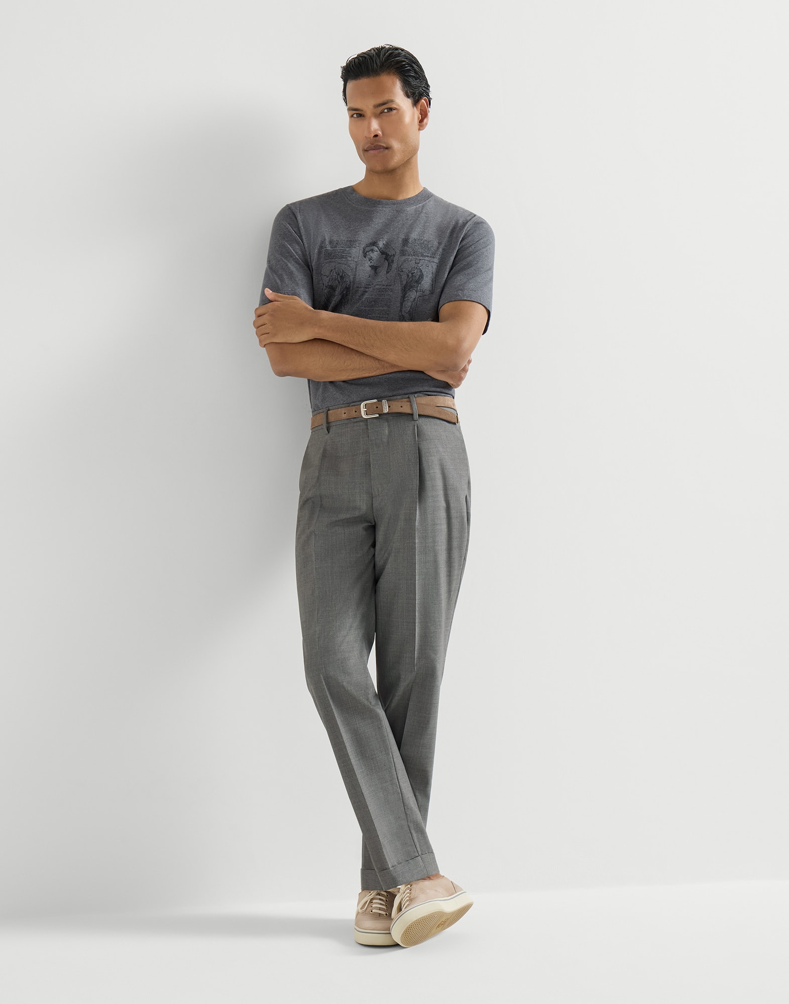 Virgin wool trousers for Man in Brown | Brunello Cucinelli