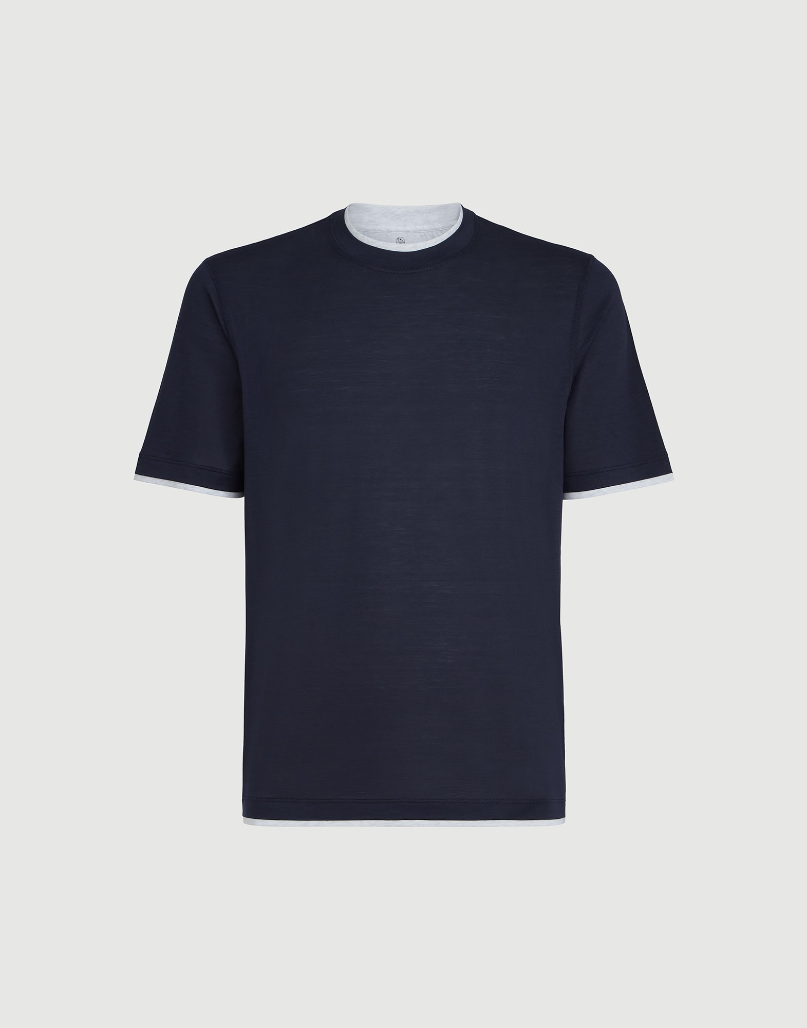T-shirt with faux-layering for Man in Black | Brunello Cucinelli