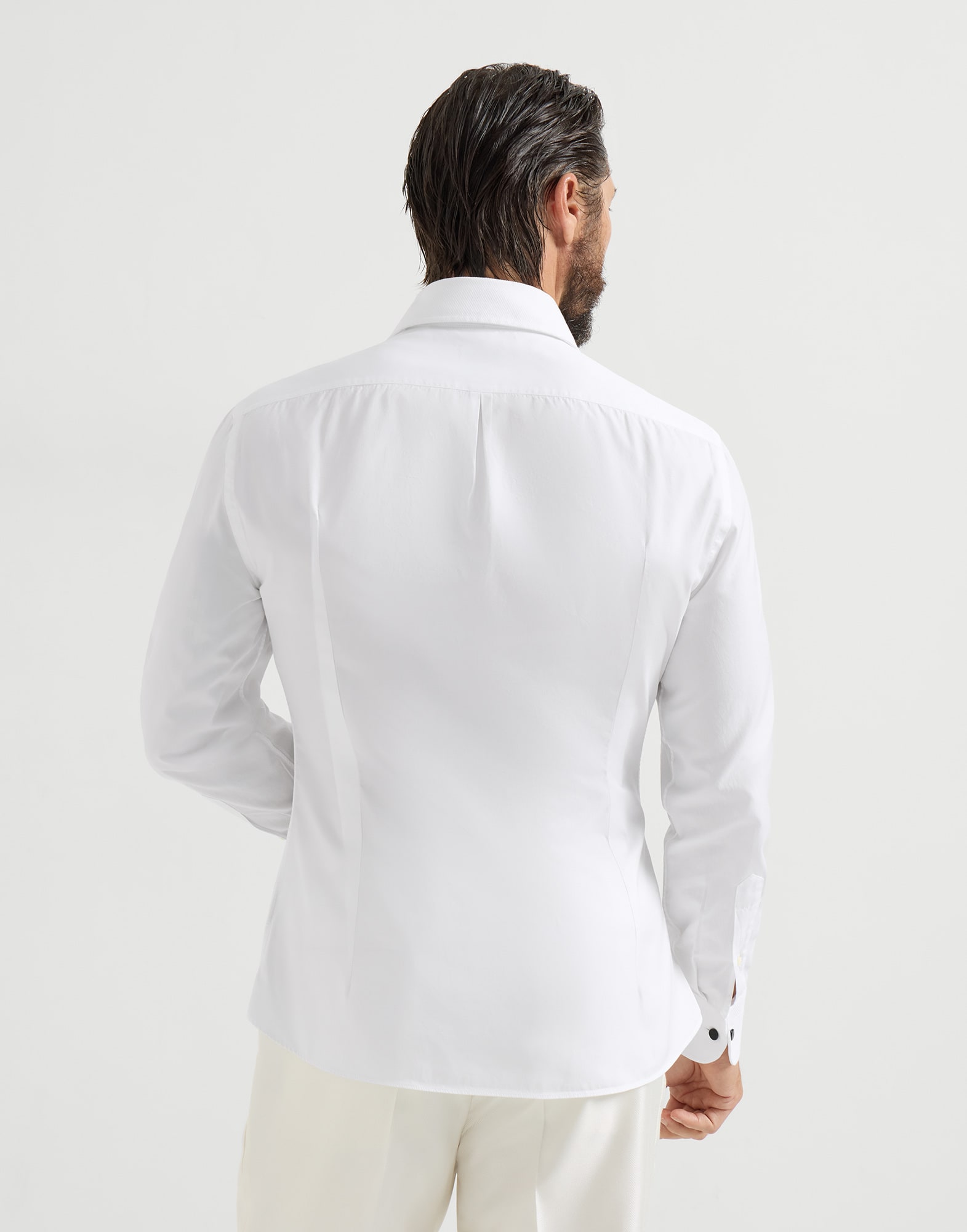 イタリア製　BRUNELLO CUCINELLI ホワイト スリムフィットシャツ メンズ 向け ホワイト スリムフィットシャツ | Brunello Cucinelli