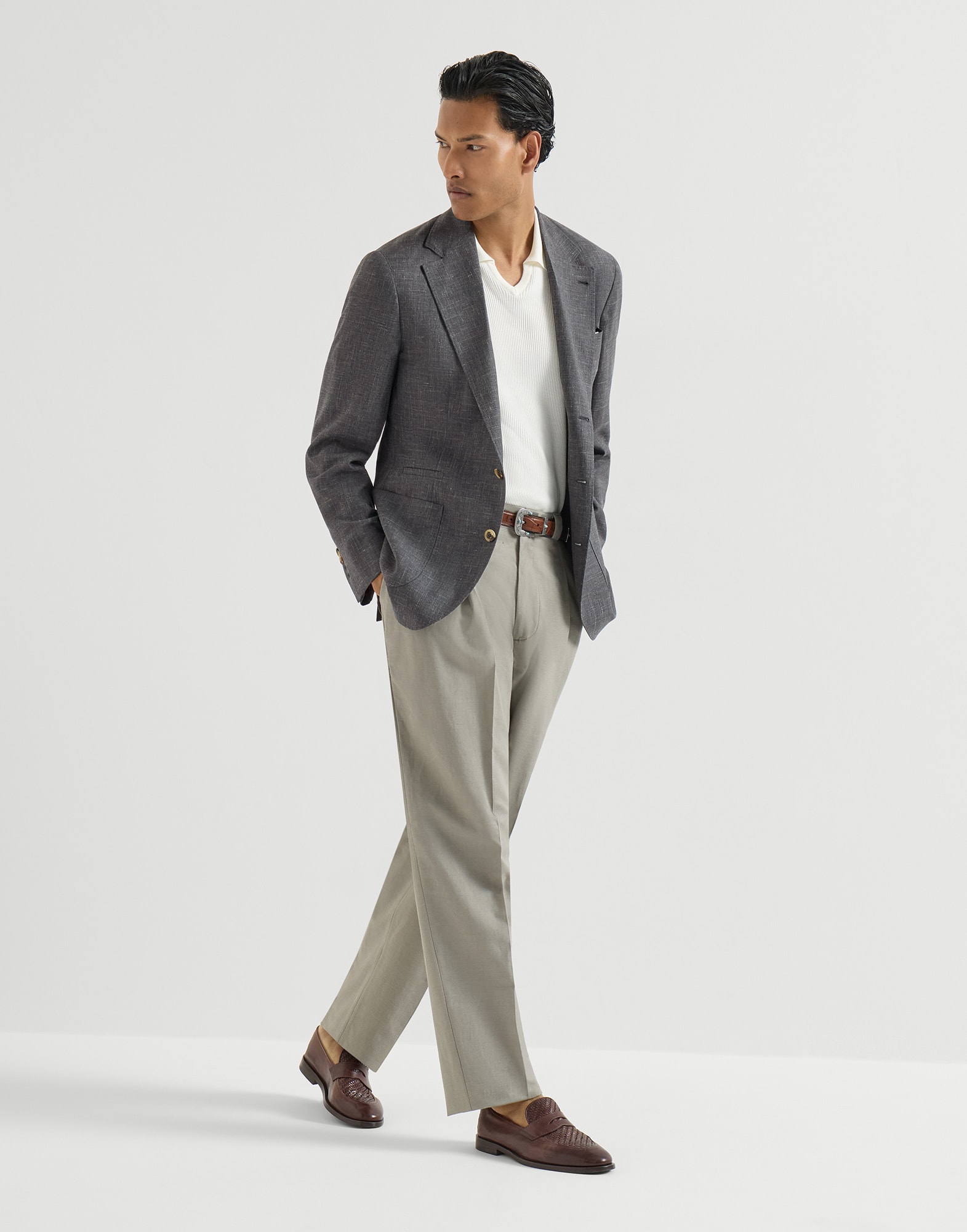メンズ 向け ユタ コットン＆リネン トラウザーズ | Brunello Cucinelli