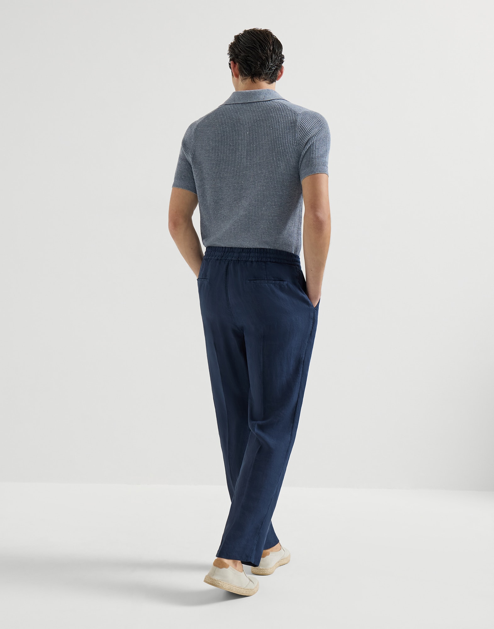 最高級 BRUNELLO CUCINELLI スラックスパンツ size 48 Trousers with drawstring for Man in White | Brunello Cucinelli
