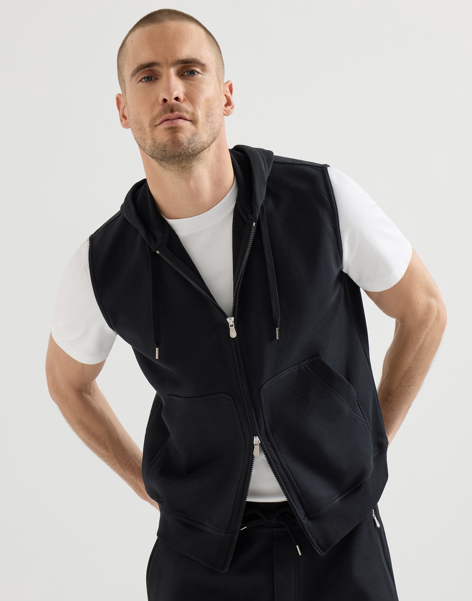 Sleeveless sweatshirt for Man in Off-White | Brunello Cucinelli