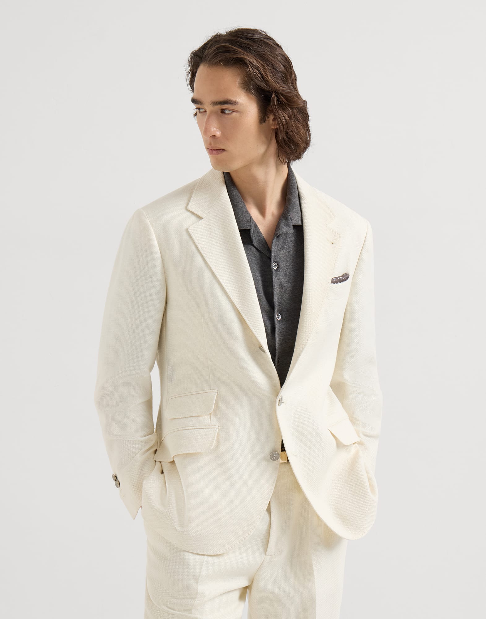 Hopsack deconstructed blazer Off-White Man - Brunello Cucinelli