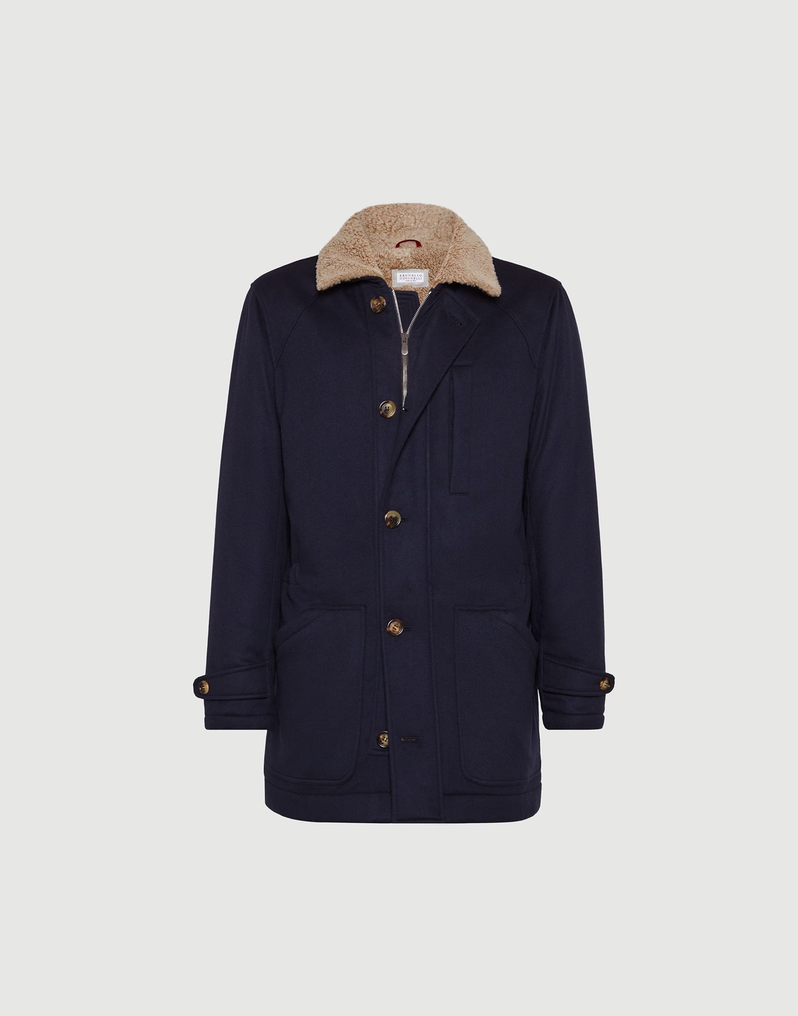 Cashmere and vicuña coat for Man in Navy Blue | Brunello Cucinelli