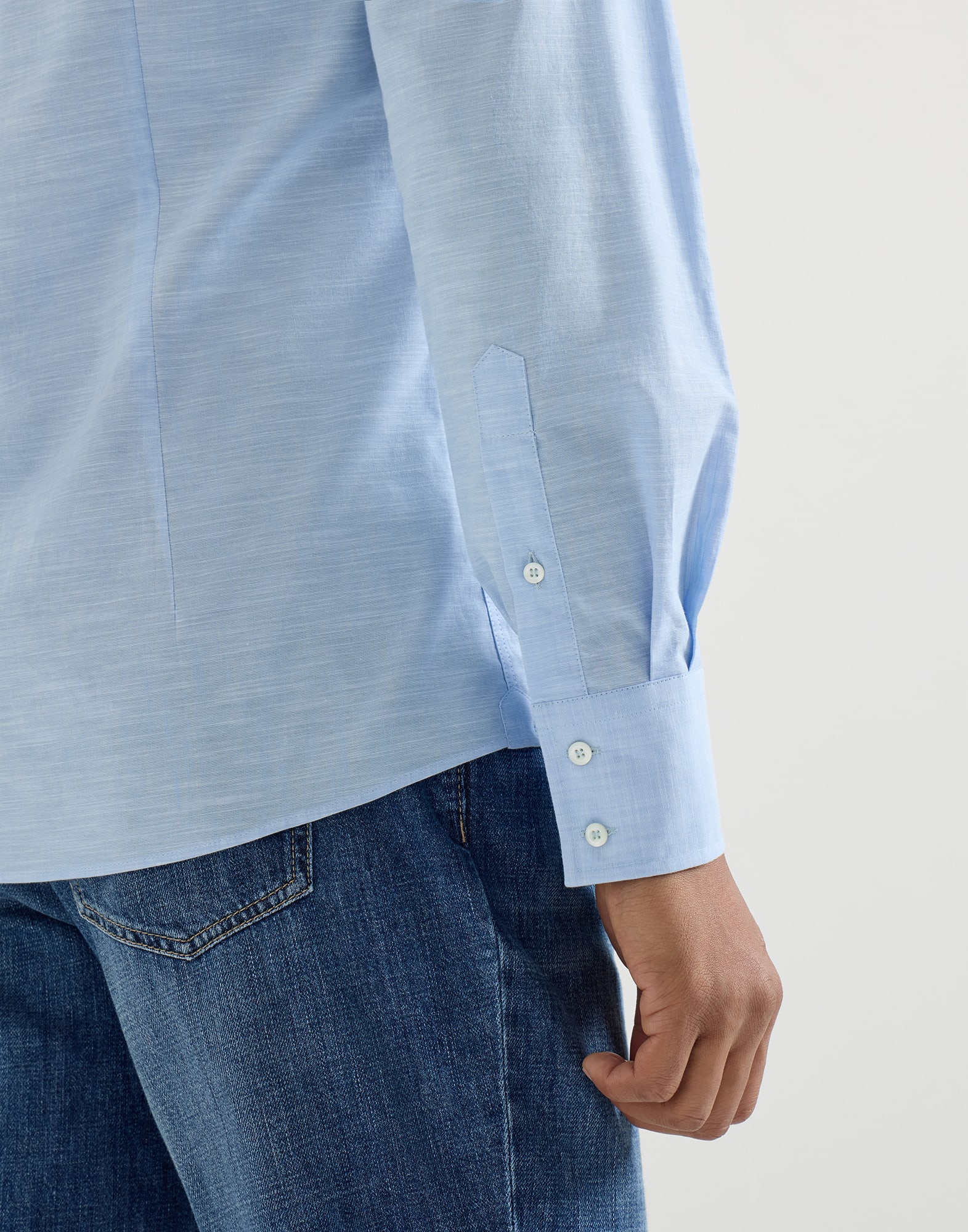 Oxford shirt for Man in Azure | Brunello Cucinelli