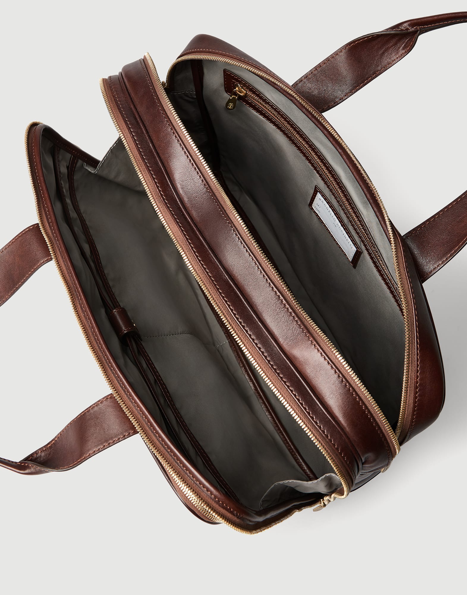 Calfskin briefcase with zipper for Man in Burgundy | Brunello