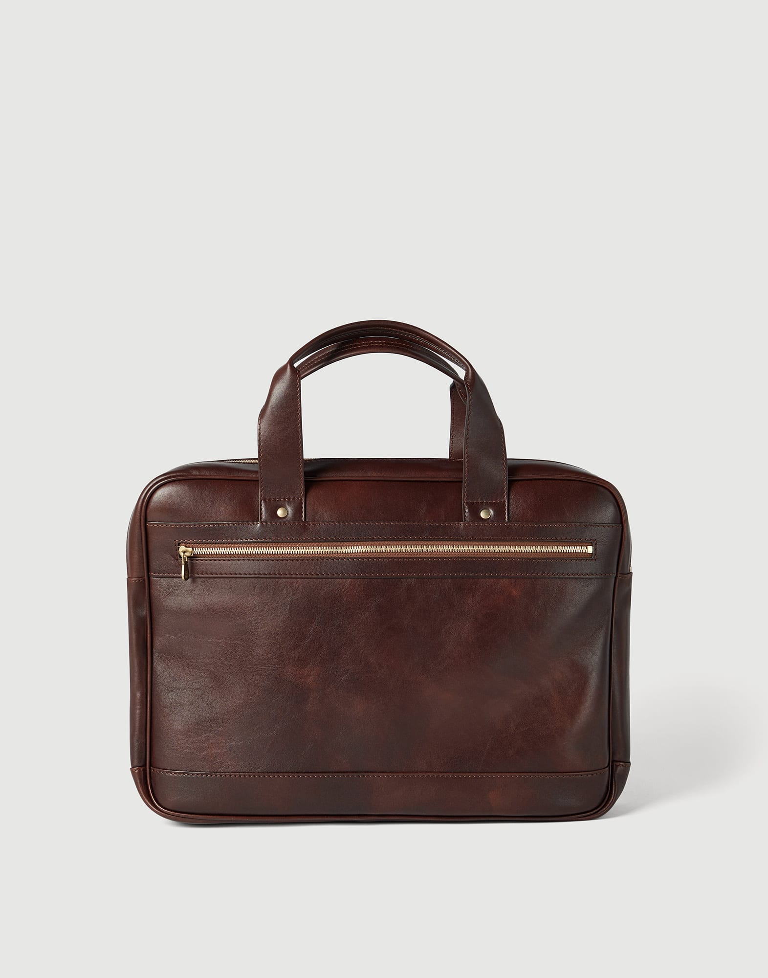 Calfskin briefcase with zipper for Man in Burgundy | Brunello