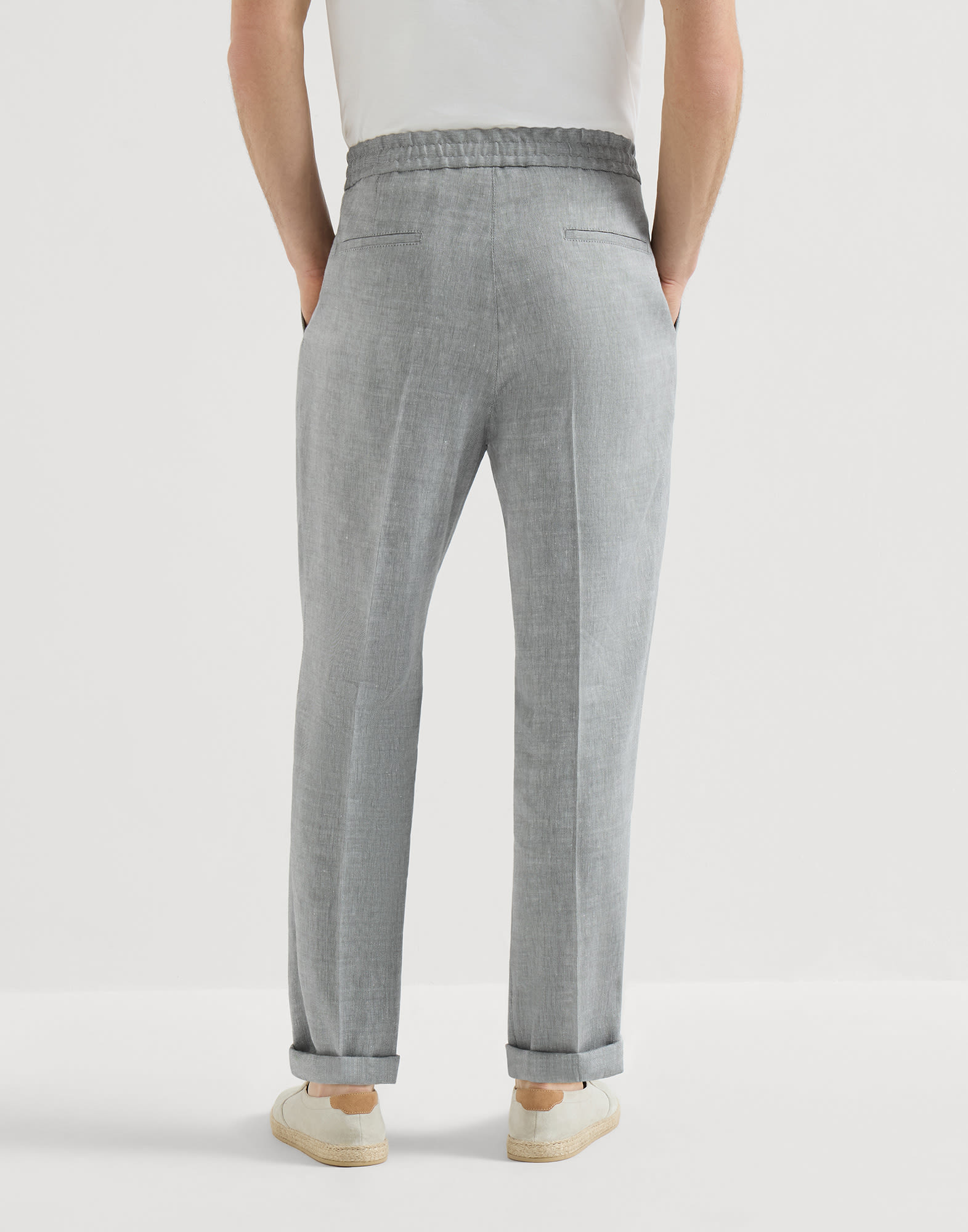 Trousers with drawstring and double pleats for Man in Anthracite