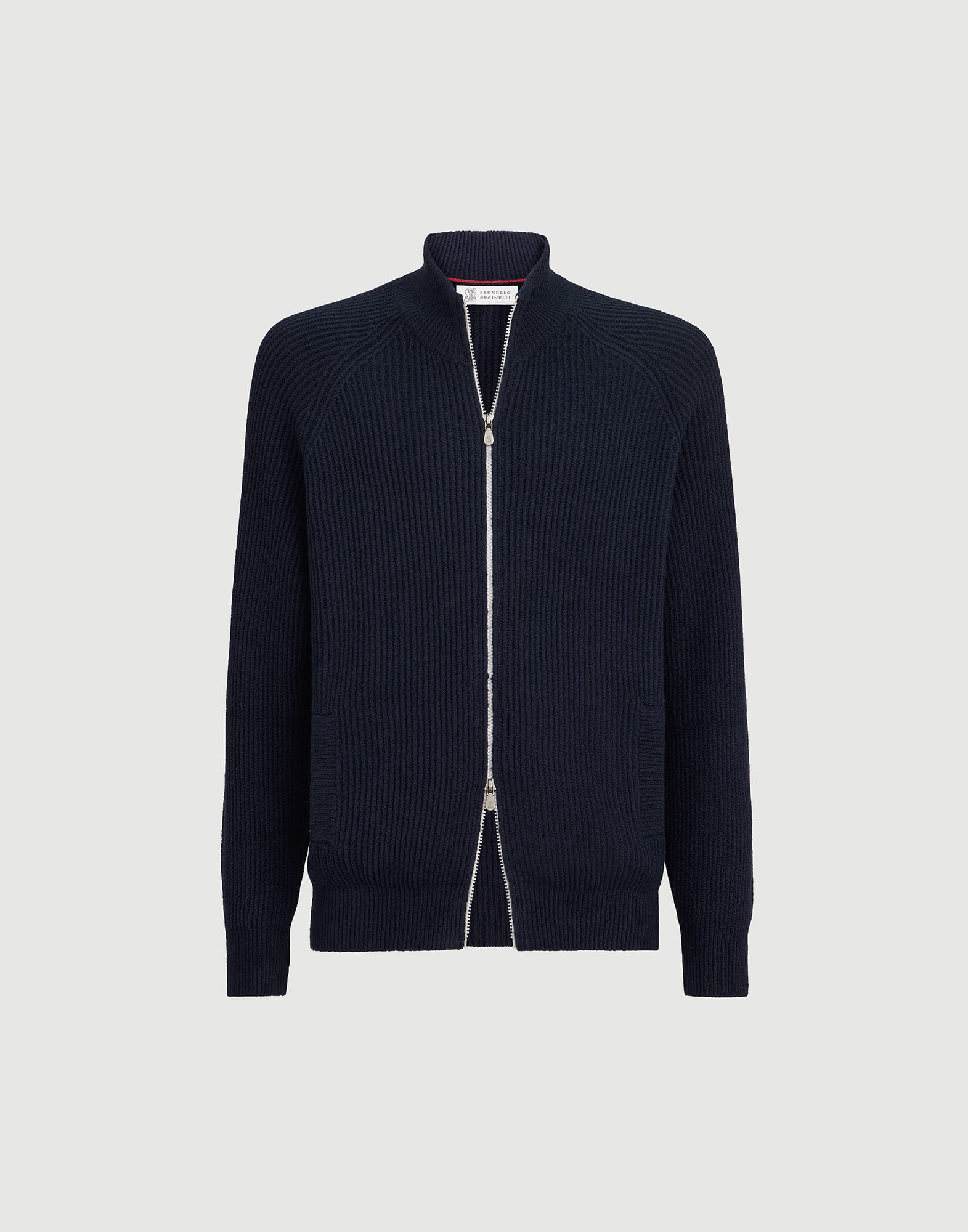 Malfilé cotton cardigan for Man in Blue | Brunello Cucinelli