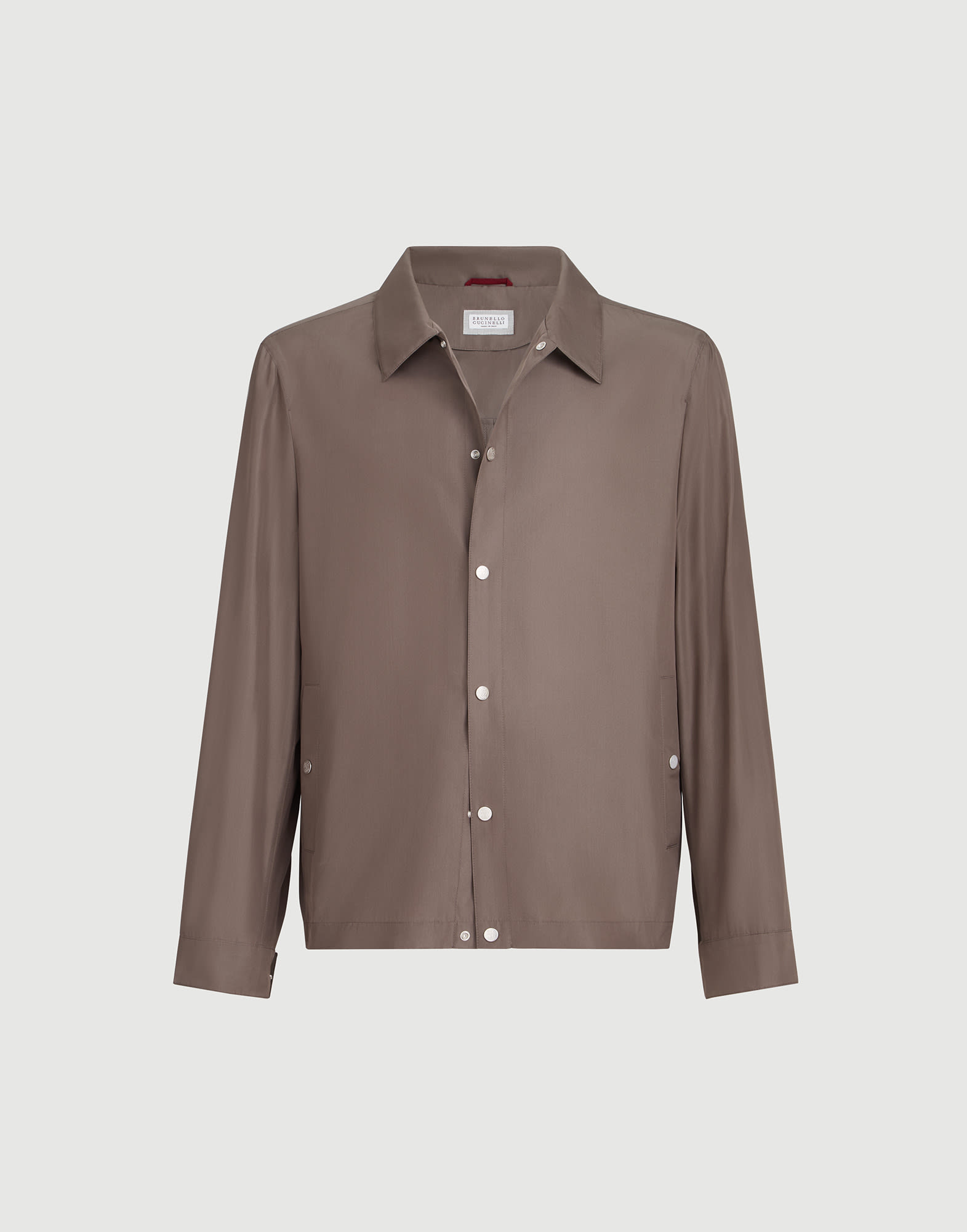 Silk outerwear jacket for Man in Khaki | Brunello Cucinelli