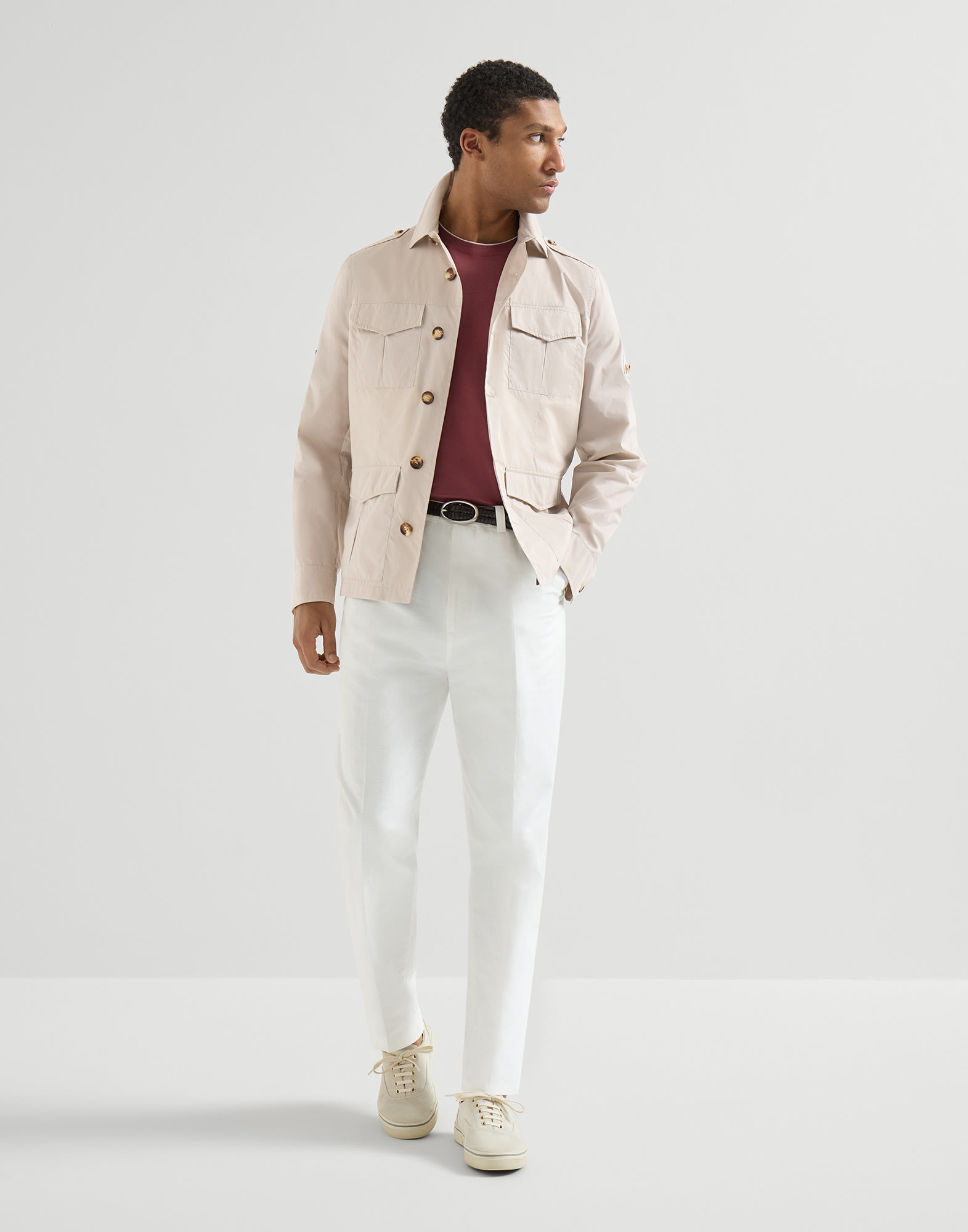 Brunello Cucinelli ブルネロ クチネリ サファリ ジャケット メンズ 向け カーキ 耐水加工 サファリジャケット | Brunello Cucinelli