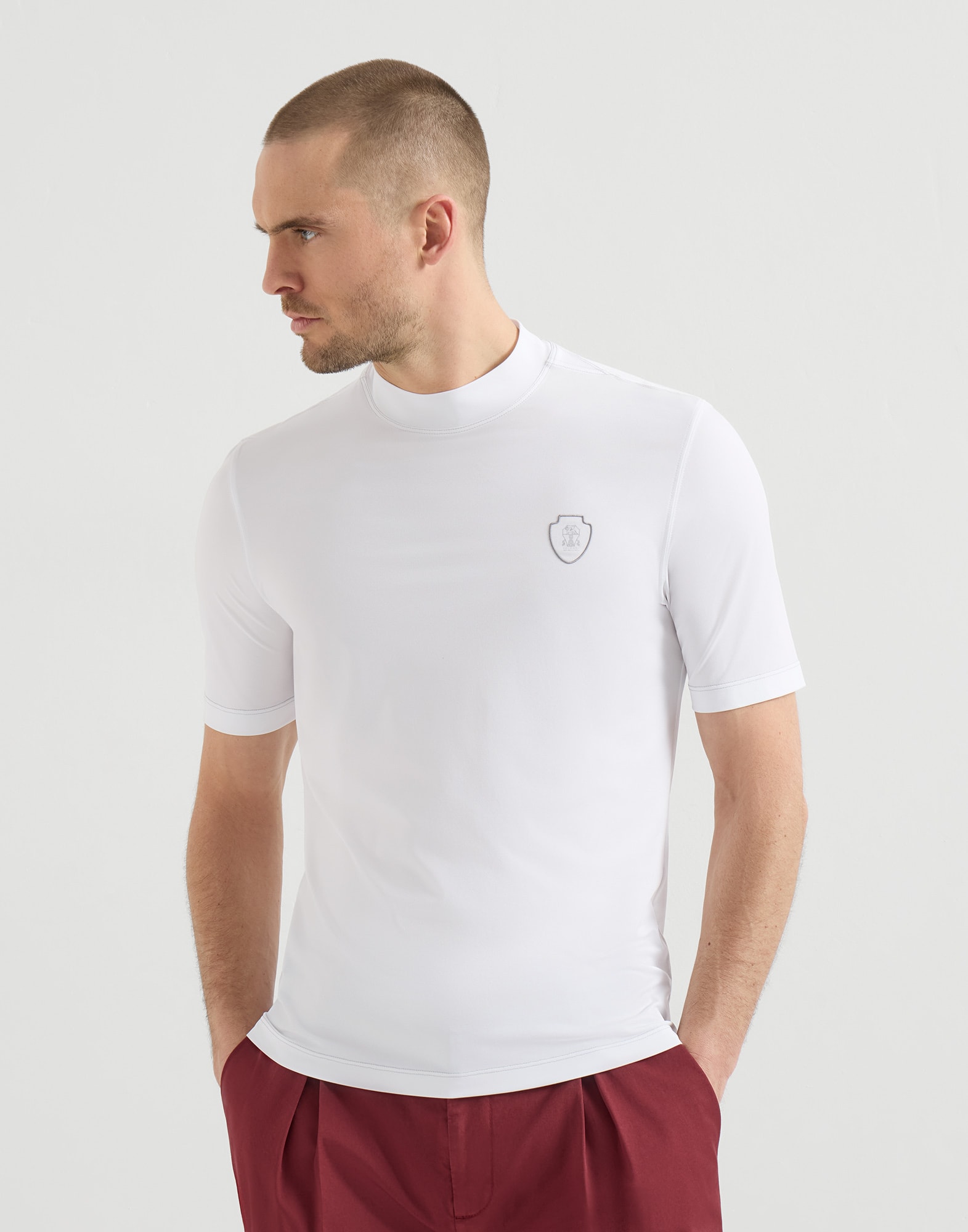 Tee-shirt en piqu&eacute; avec logo Blanc Homme - Brunello Cucinelli