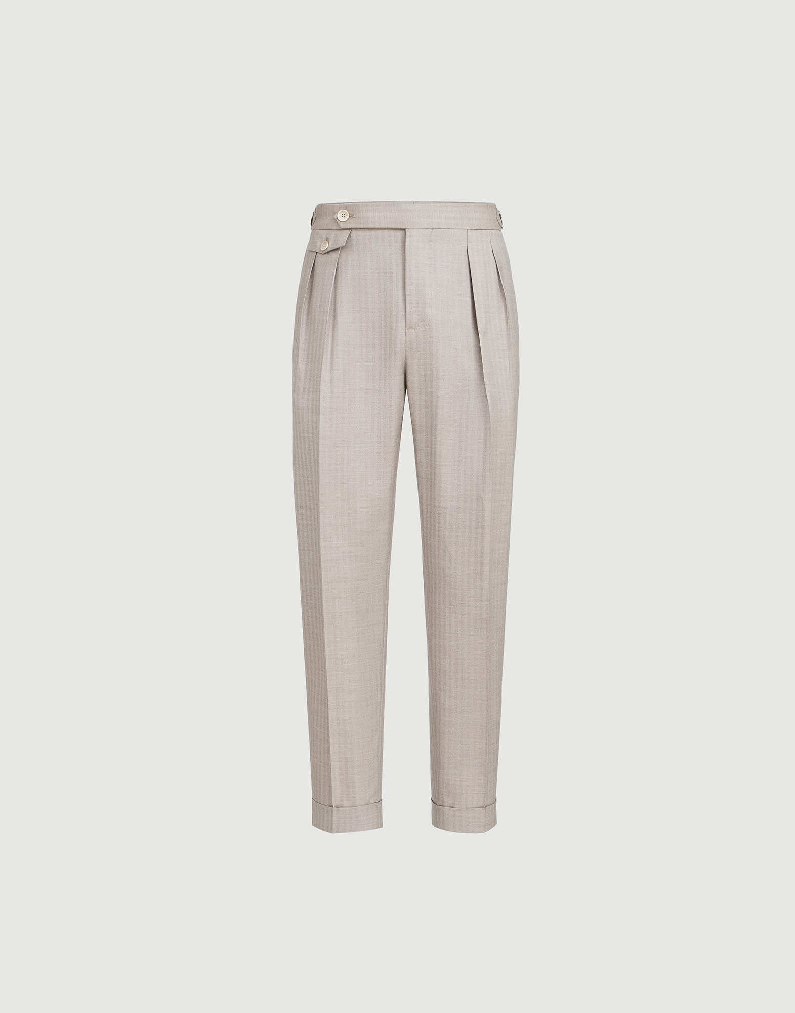 Trousers with double pleats and tabs for Man in Light Grey