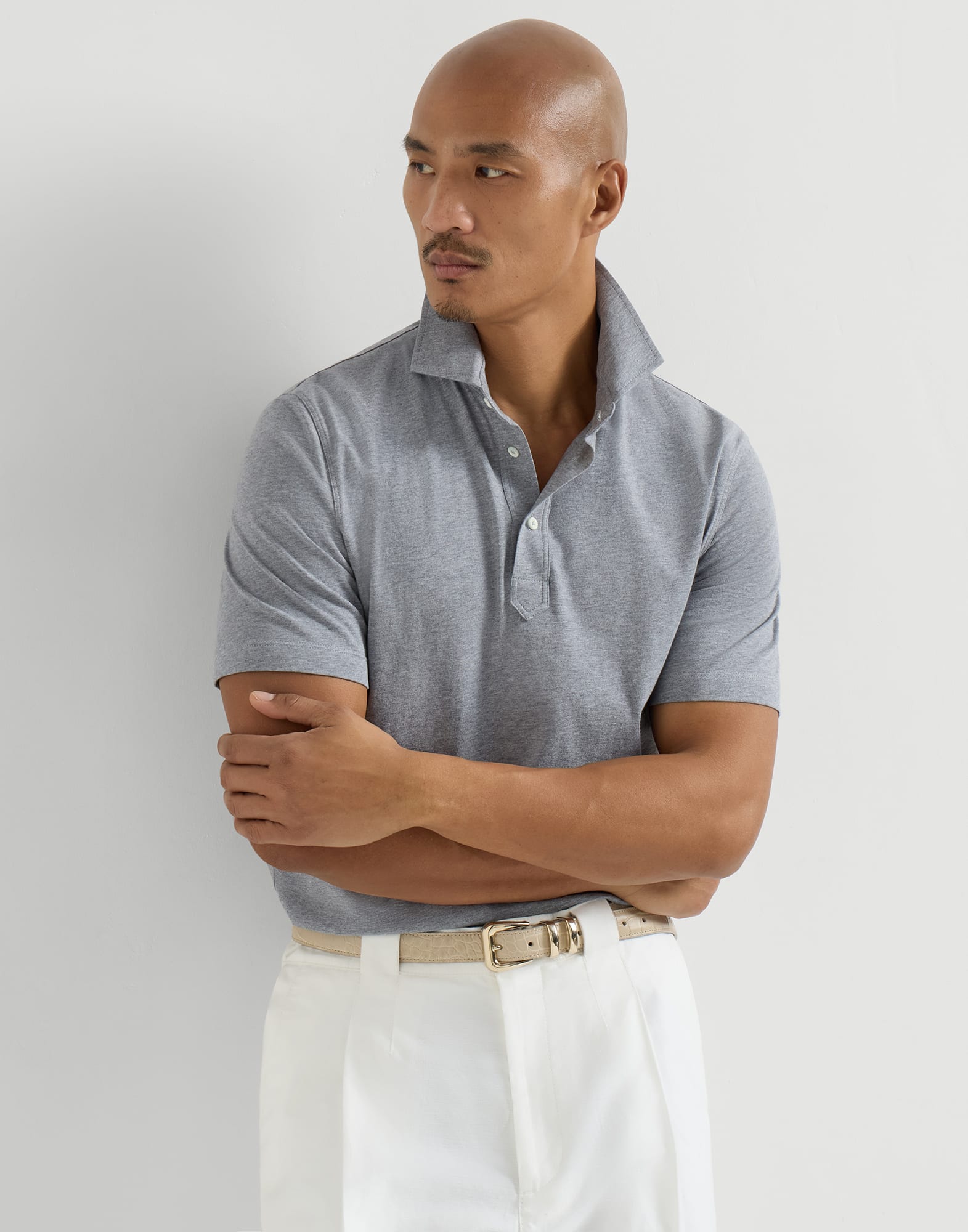 メンズ 向け ホワイト シャツカラー付き ポロシャツ | Brunello Cucinelli