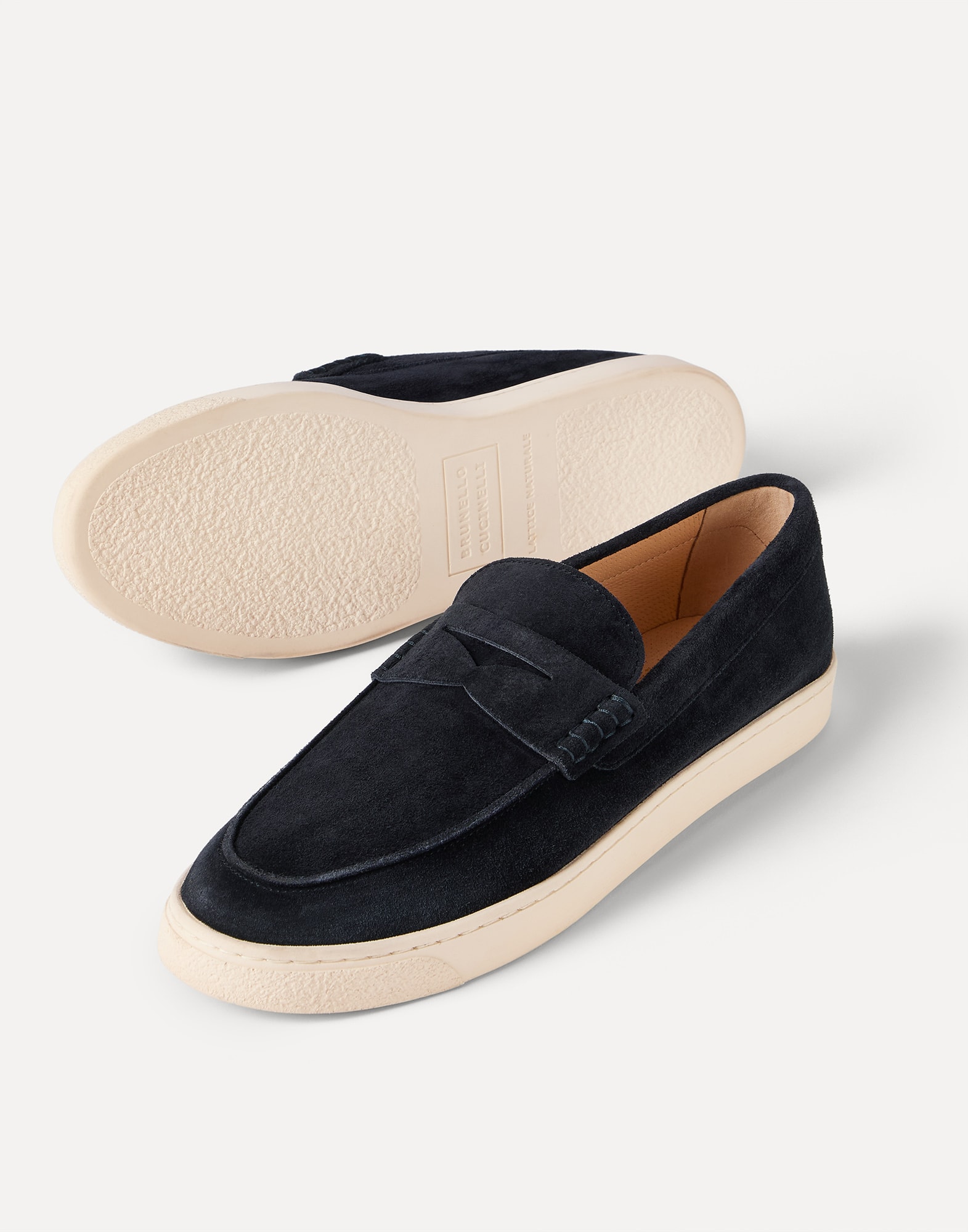 メンズ 向け ブルー スエードスリッポン | Brunello Cucinelli