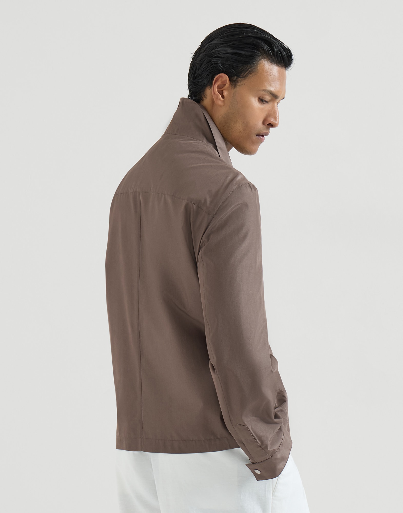 Silk outerwear jacket for Man in Khaki | Brunello Cucinelli