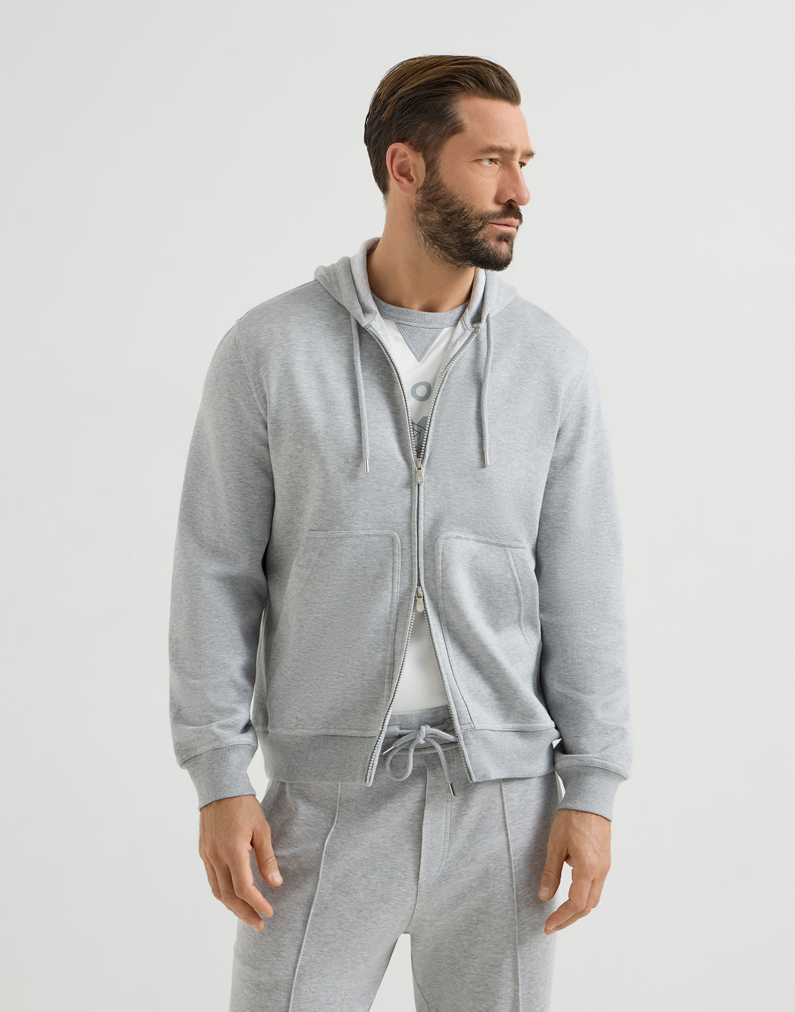 Sudadera de felpa doble Gris Hombre - Brunello Cucinelli