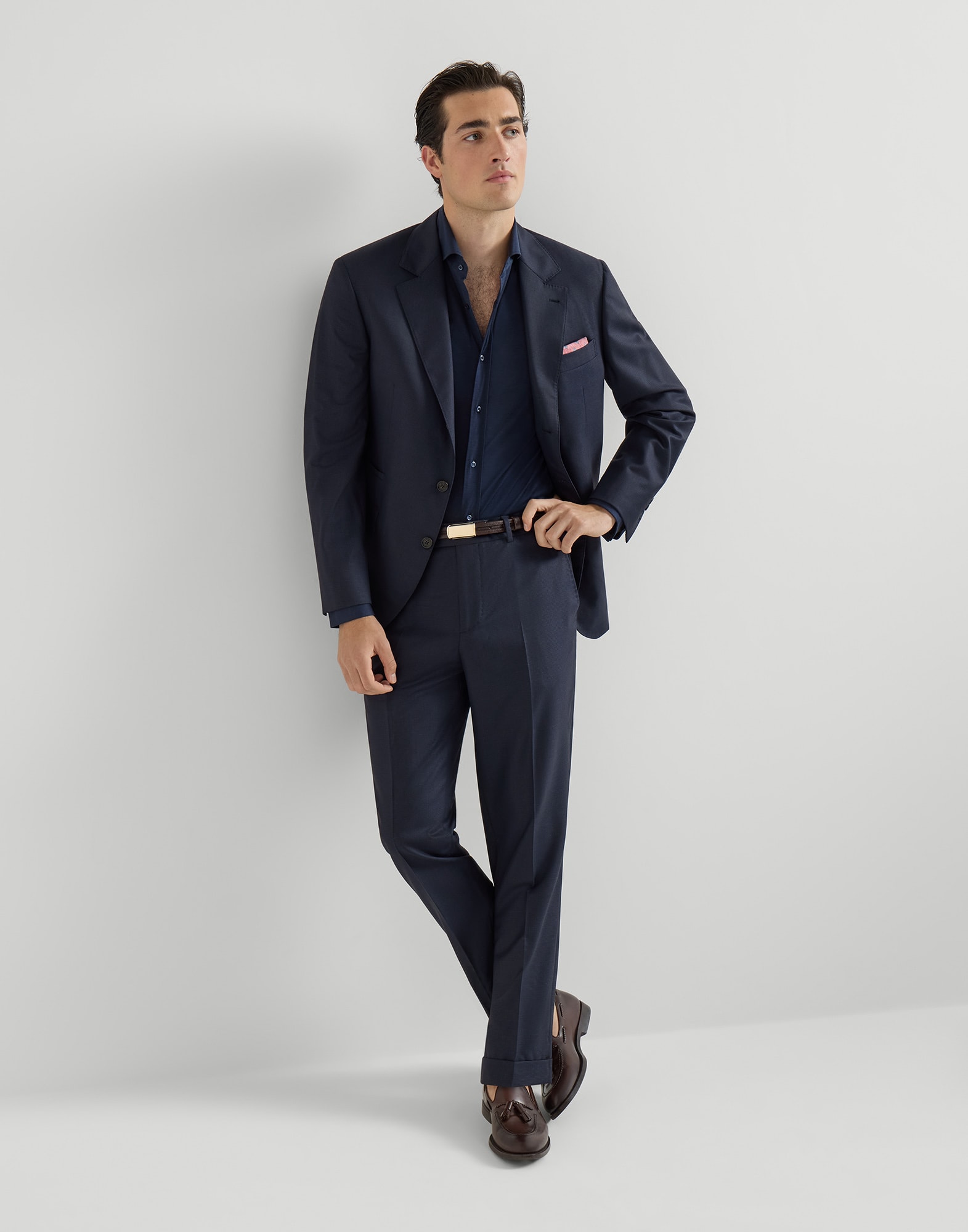 Houndstooth blazer for Man in Navy Blue | Brunello Cucinelli