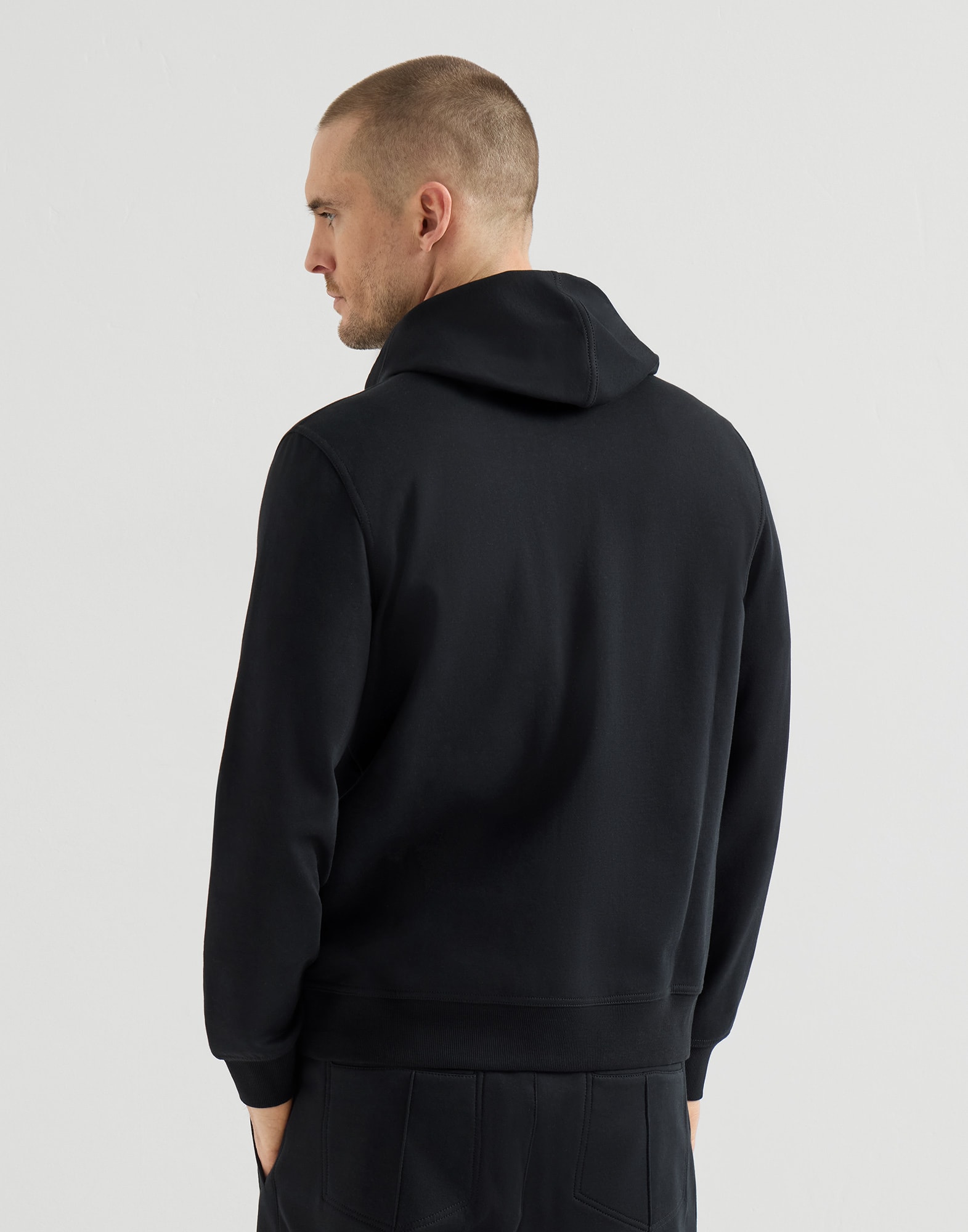 Hooded zip-up sweatshirt for Man in Off-White | Brunello Cucinelli
