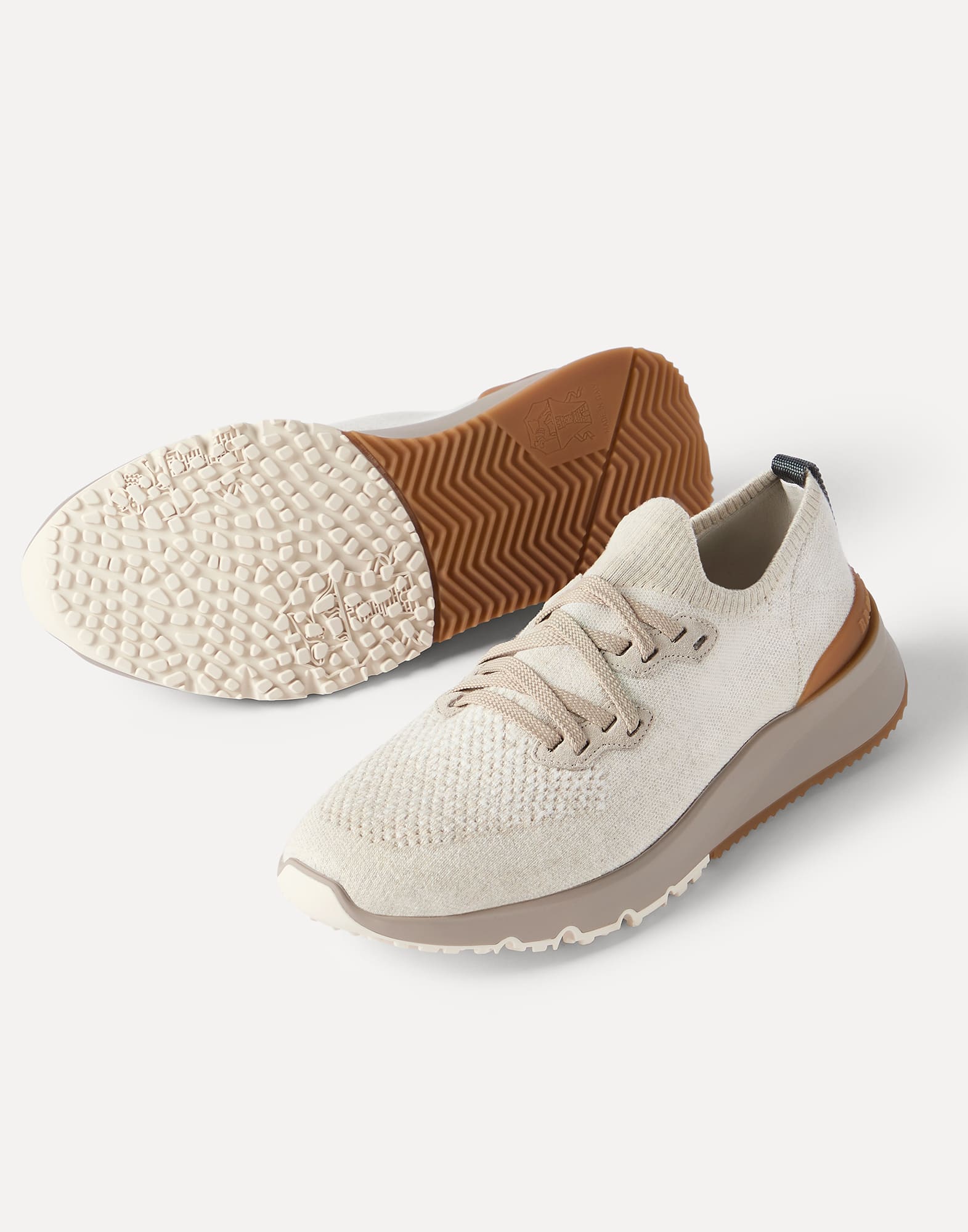 Cotton chiné knit runners for Man in Panama | Brunello Cucinelli